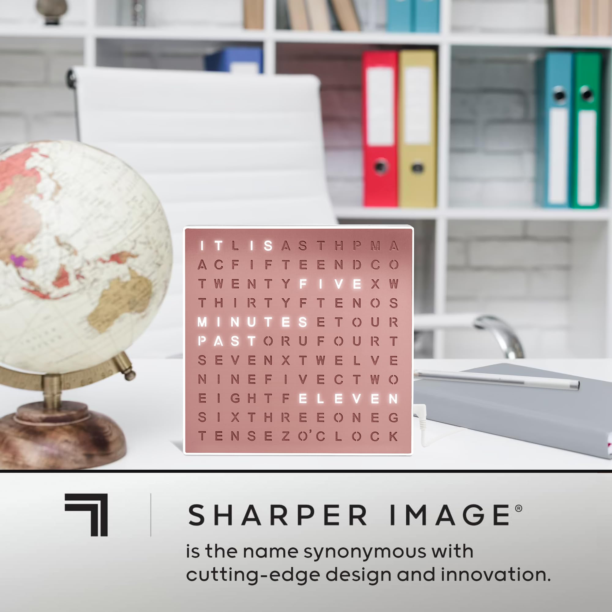 Sharper Image® LED Light-Up Word Clock - Modern 7.75