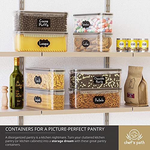 Chef's Path 4-Piece Airtight Food Storage Container Set - BPA Free Kitchen Organizers for Pasta, Spaghetti, Candy & Dry Goods (2.3L) | Perfect for Pantry, Meal Prep & Bulk Food Storage