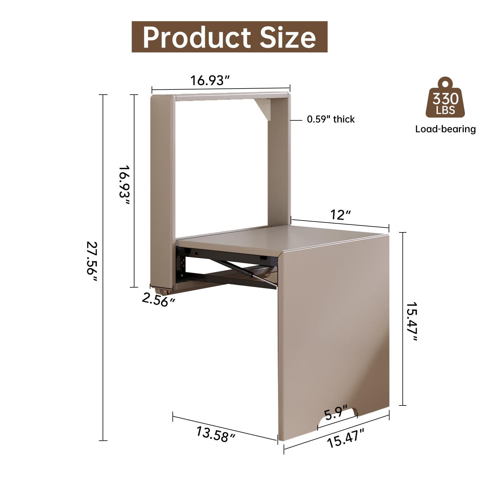 Space Saving Wall Mounted Shoe Changing Stool - Foldable Entryway Stool Chair in Tea Grey | Perfect for Small Hallways, Mudrooms & Closet Organization