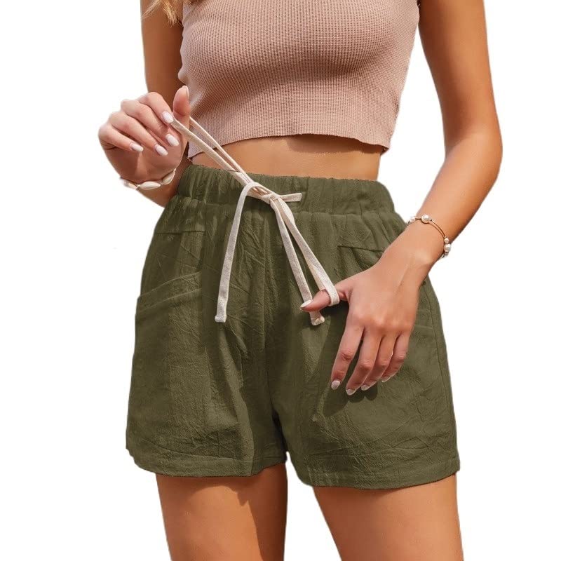 Women's Casual Summer Shorts - Cotton Linen Drawstring Shorts for Women | Perfect for Beach, Travel & Everyday Wear