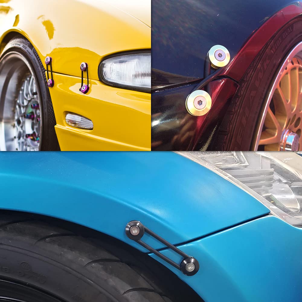 JDM Quick Release Bumper Fasteners Kit - Front & Rear Bumper Clips (4-Piece Set with 8 O-Rings, Blue) - Perfect for Car Modifications, Drift Racing & Automotive Body Kits