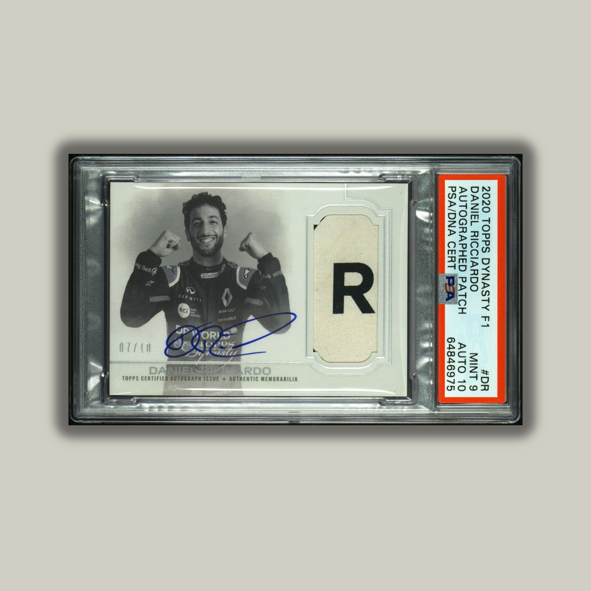 2020 Topps Dynasty F1 Daniel Ricciardo #DAP DR PSA 10 Auto Patch /10 - Rare F1 Trading Card for Collectors and Motorsport Fans