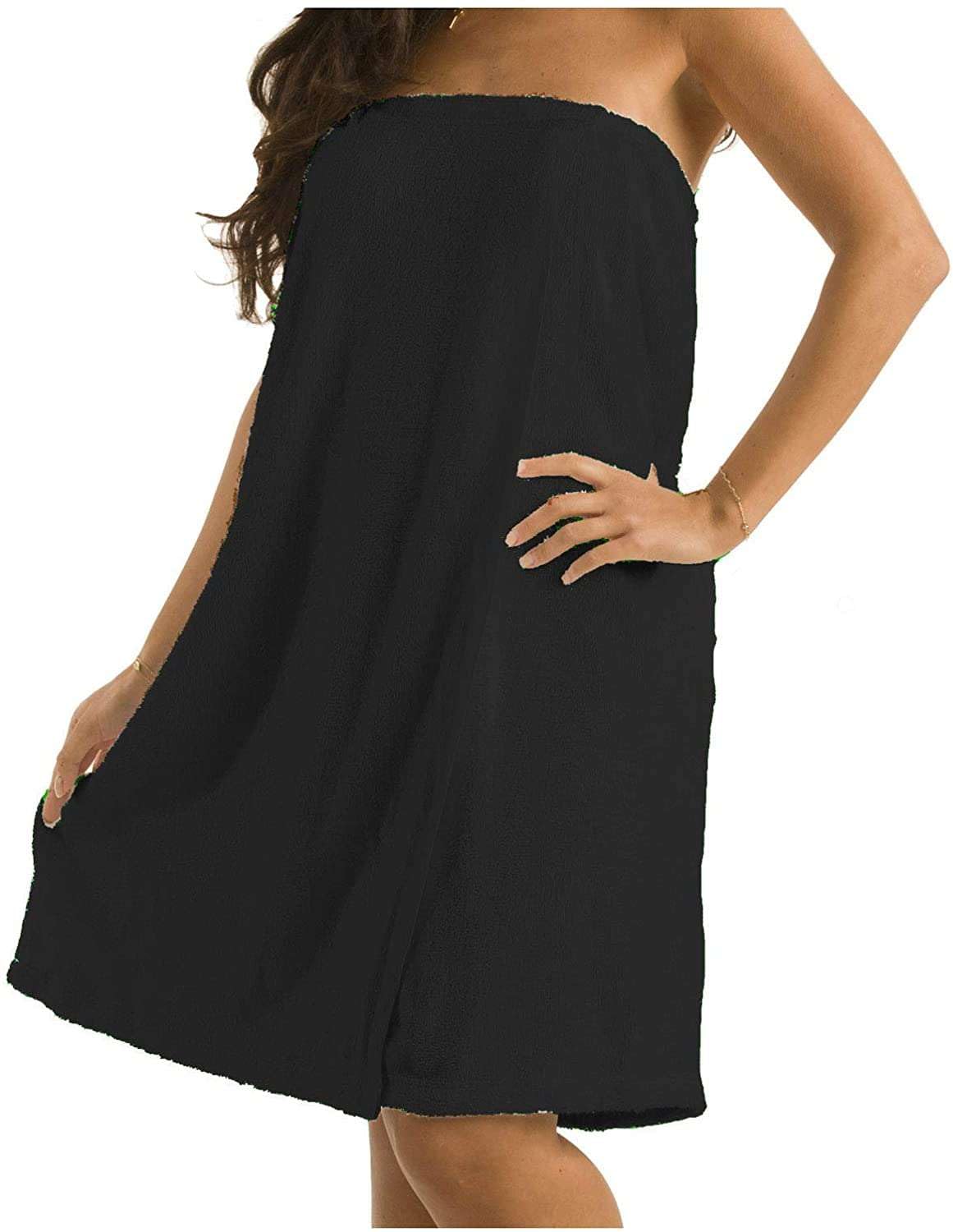 Personalized Terry Cotton Towel Wrap for Women - Soft & Absorbent Bathrobe for Mom, Girls & Ladies - Black, Small-Medium Size - Perfect for Spa, Beach & Poolside Relaxation