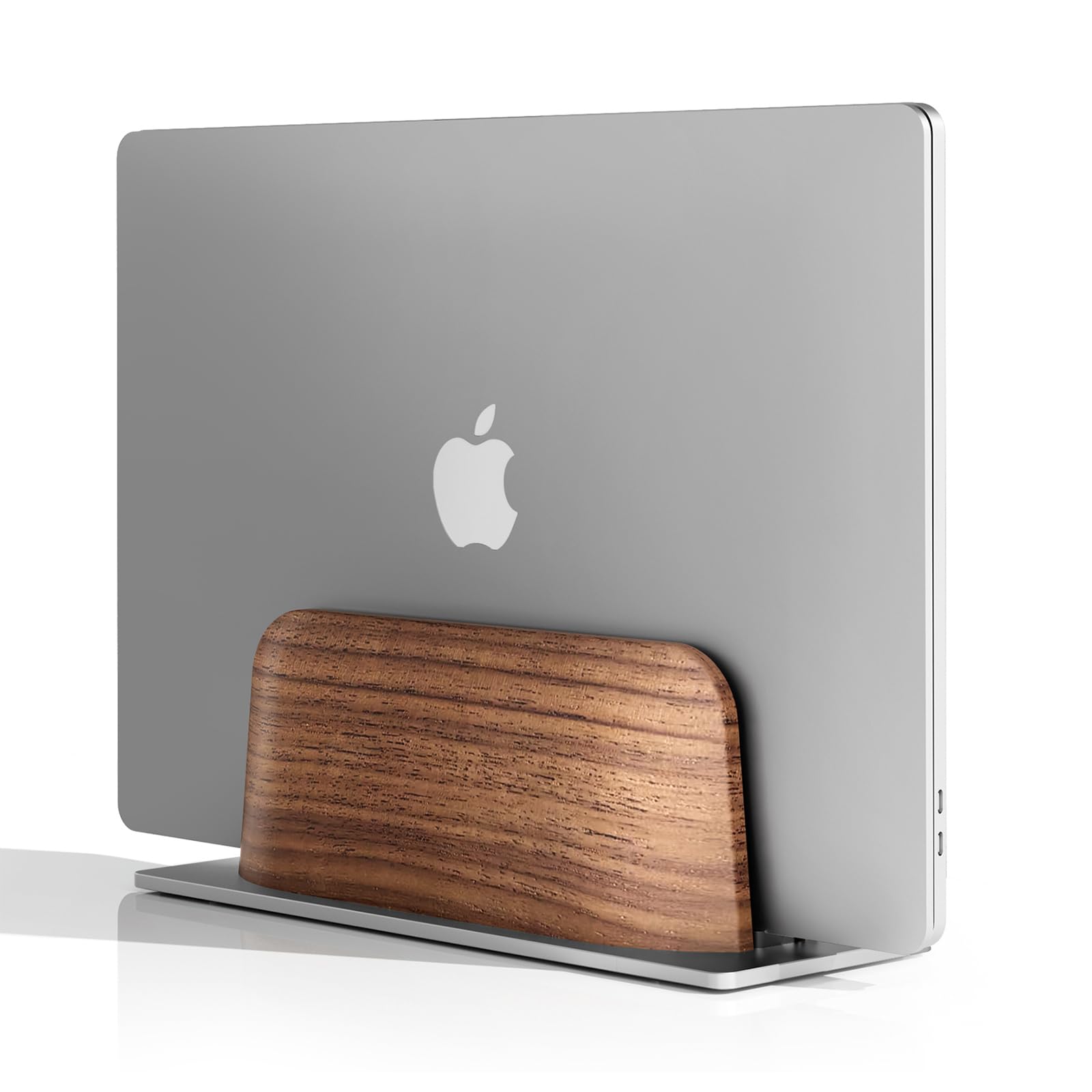 Premium Vertical Laptop Stand for Desk - Black Walnut Wood Laptop Holder Dock for MacBook Pro/Air & All 13-17