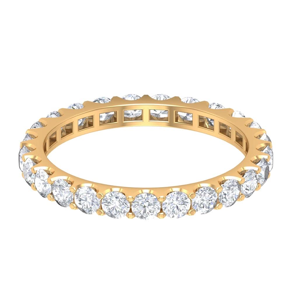 1.50 CT Round Cut Diamond Full Eternity Ring for Women - 14K Solid Gold Minimalist Wedding Band - Perfect for Anniversary, Engagement & Special Occasion Gifts