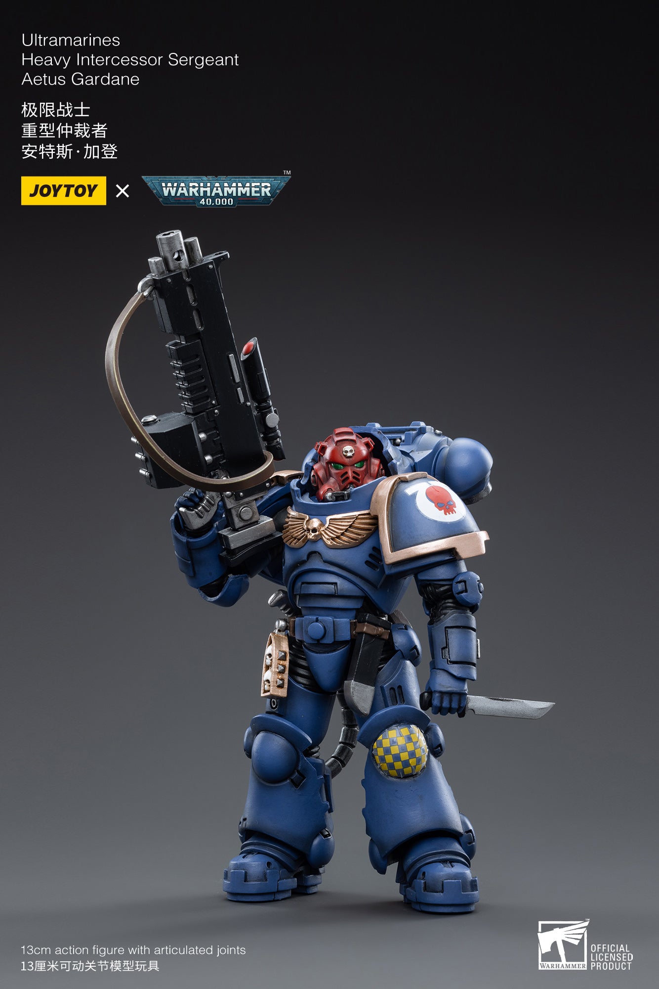 1/18 JOYTOY Warhammer 40K Ultramarines Heavy Intercessor Sergeant Aetus Gardane Action Figure - Collectible Miniature for Tabletop Gaming & Display