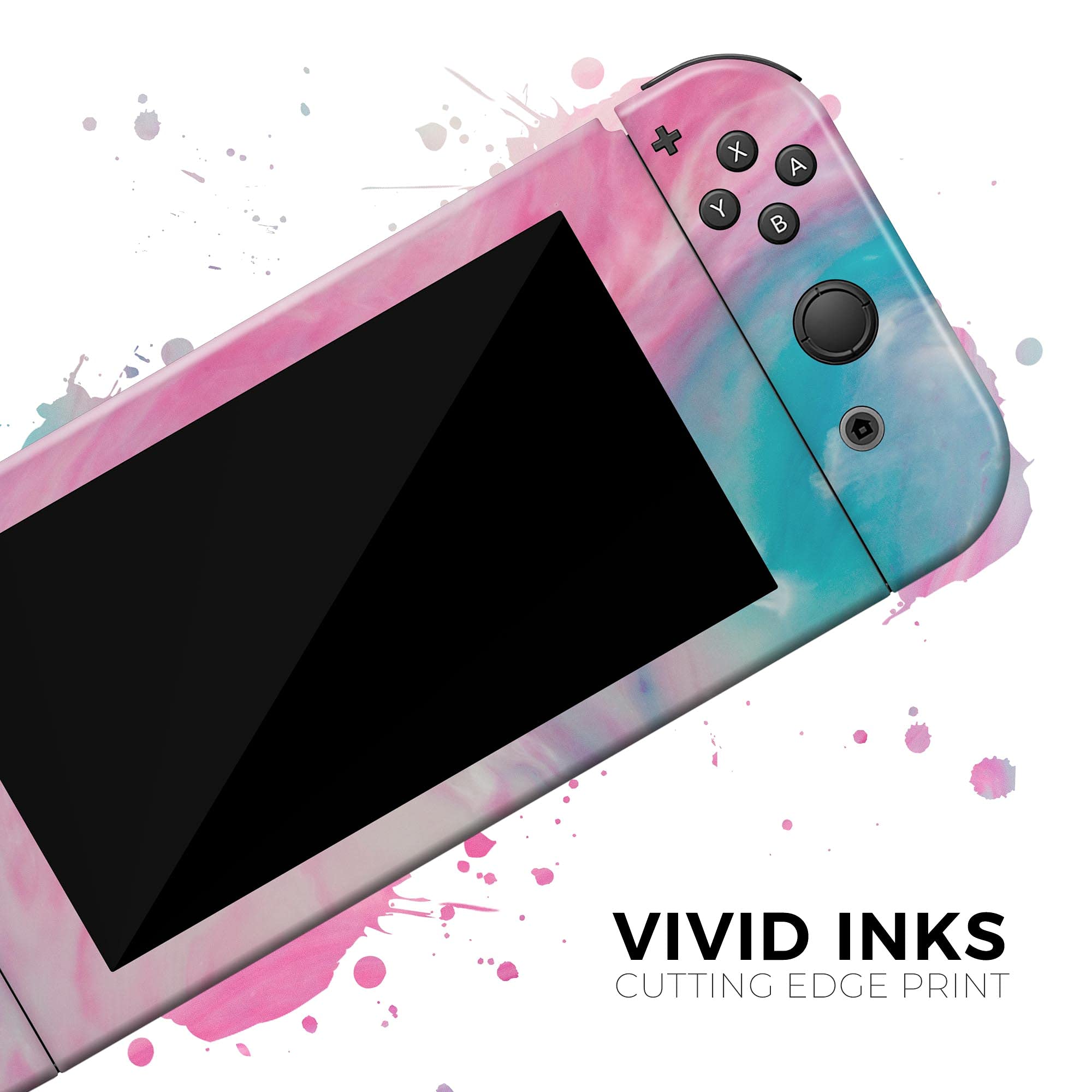 Nintendo Switch Lite Skin Decal - Scratch-Resistant Removable Vinyl Wrap Cover Compatible with Switch Lite - Marble Pink & Blue Paradise Design V712 - Perfect for Gaming Protection and Style Enhancement