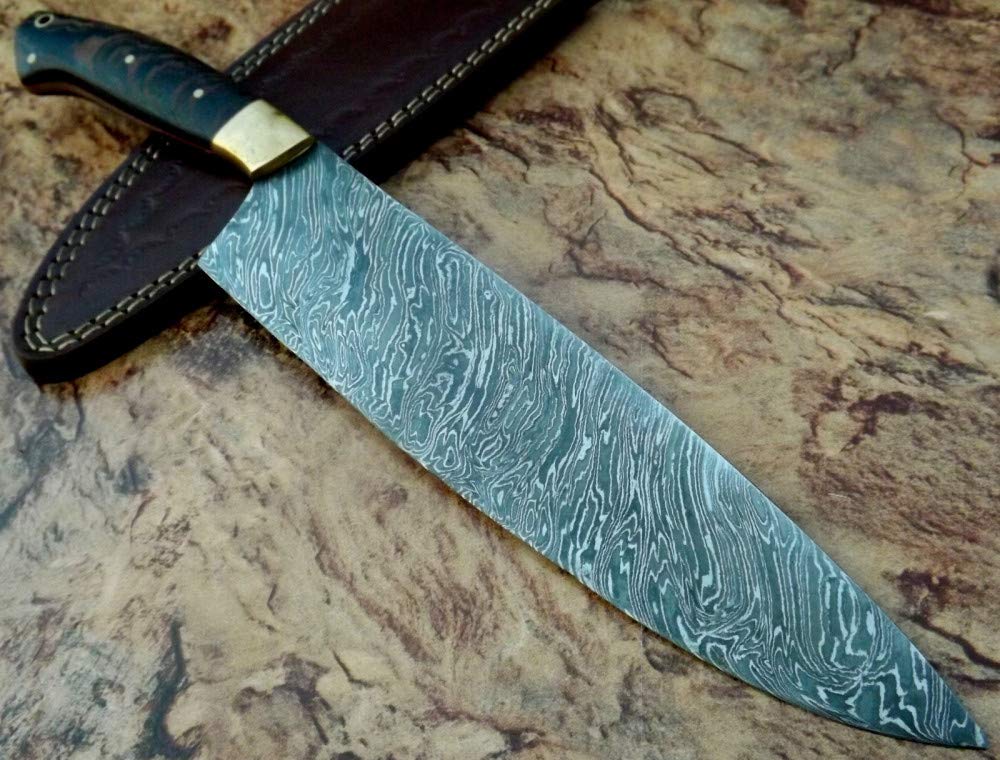 Premium Handmade Damascus Steel Chef Knife - Custom High-Carbon Kitchen Knife with Natural Wood Handle - Perfect for Cooking, Slicing & Professional Culinary Use