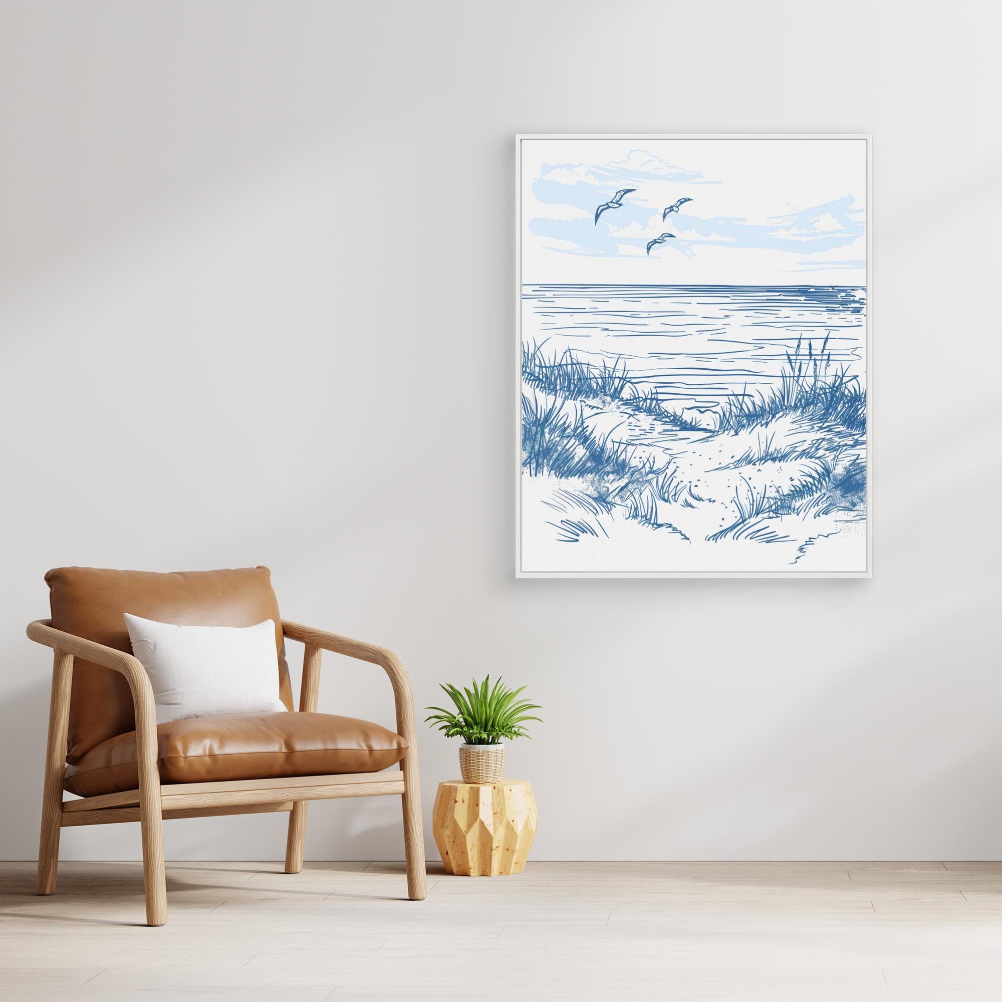 Seascape Sketch Canvas Print by Jolly And Dash - Coastal Wall Art for Living Room, Bedroom & Office Decor