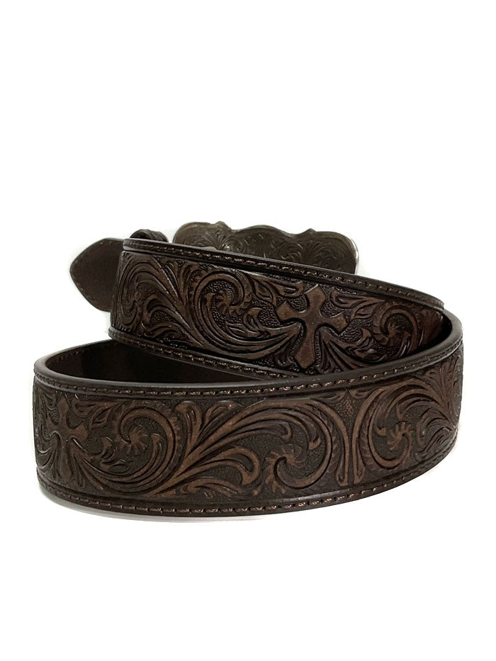 Nocona N3483802 Women's Genuine Leather Tooled Western Belt - Brown - Perfect for Cowgirl Outfits & Western Fashion