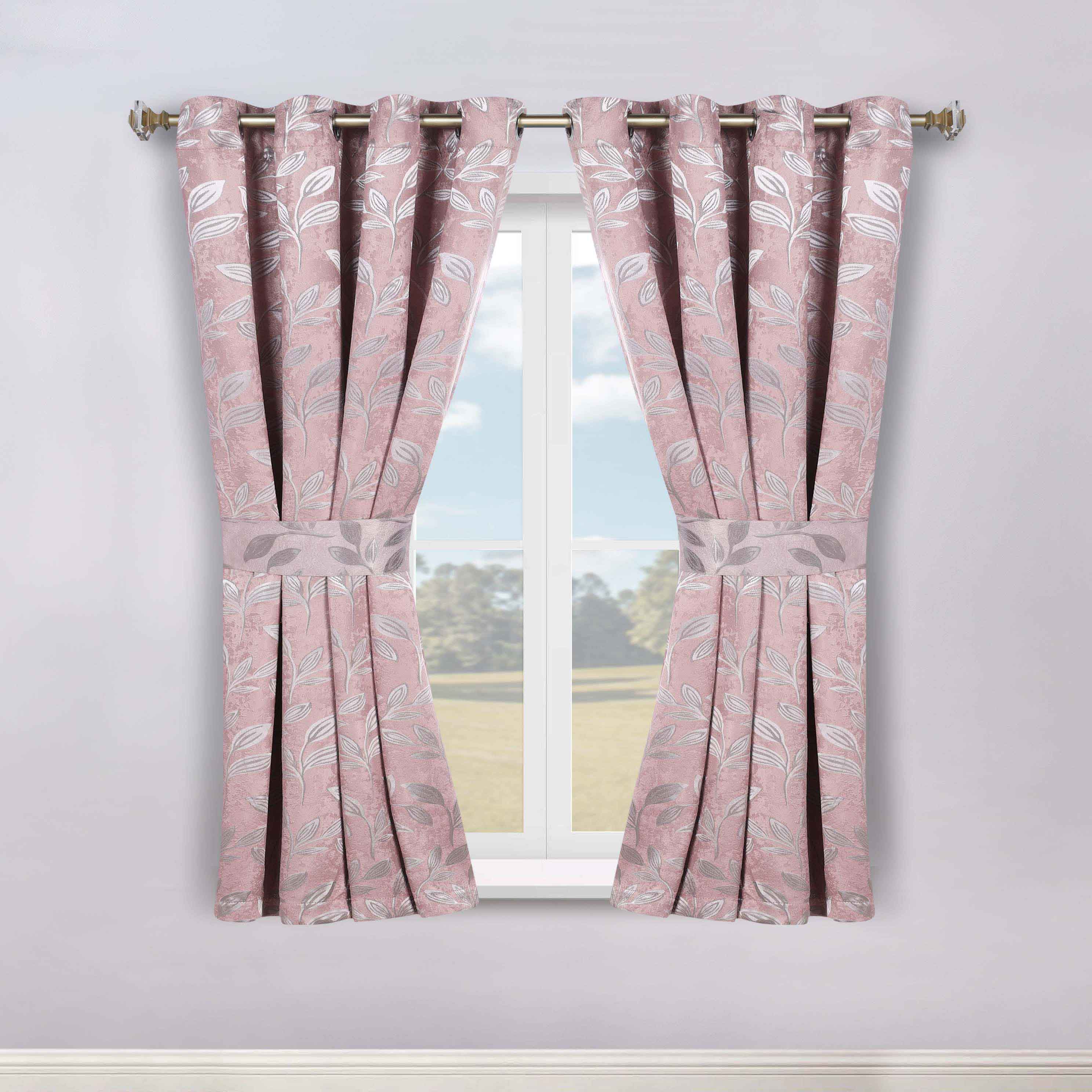 Blackout Curtains for Bedroom - Set of 2 Panels, 100% Room Darkening Thermal Insulated Drapes with Leaves Pattern - Perfect for Nursery, Home Theater & Light Sleepers