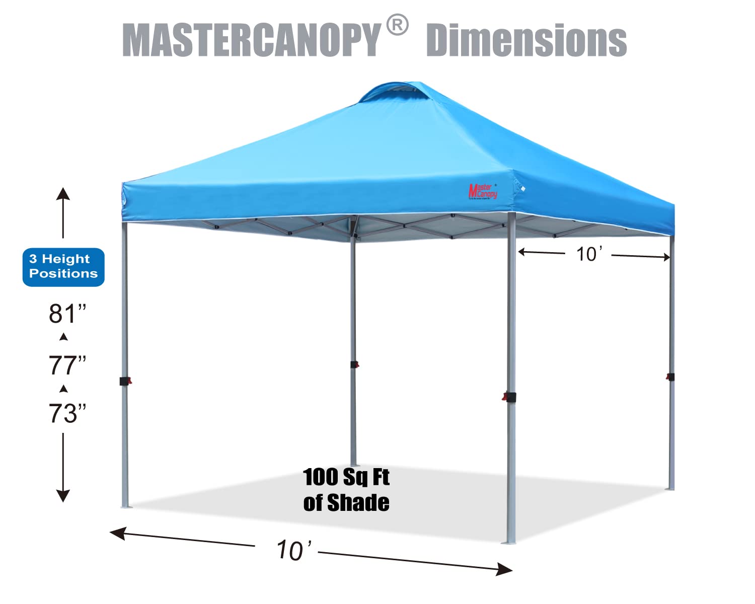 MASTERCANOPY 10x10 Pop Up Canopy Tent - Heavy Duty Instant Shelter with Carry Bag, Sky Blue - Perfect for Outdoor Events, Camping, Beach, Picnics & Tailgating