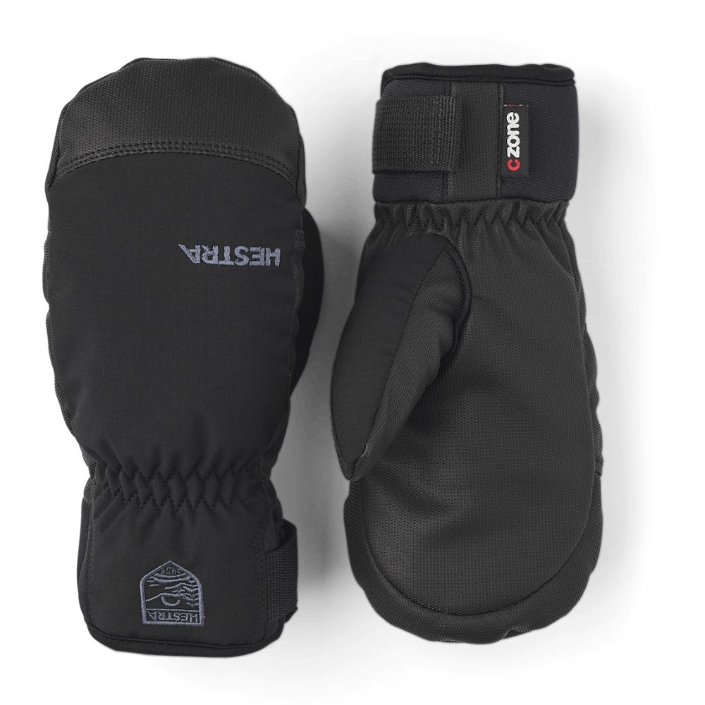 Hestra Ferox Primaloft Kids Ski Mittens - Waterproof Winter Gloves for Boys & Girls - Black (32991) - Perfect for Snowboarding, Sledding & Cold Weather Activities