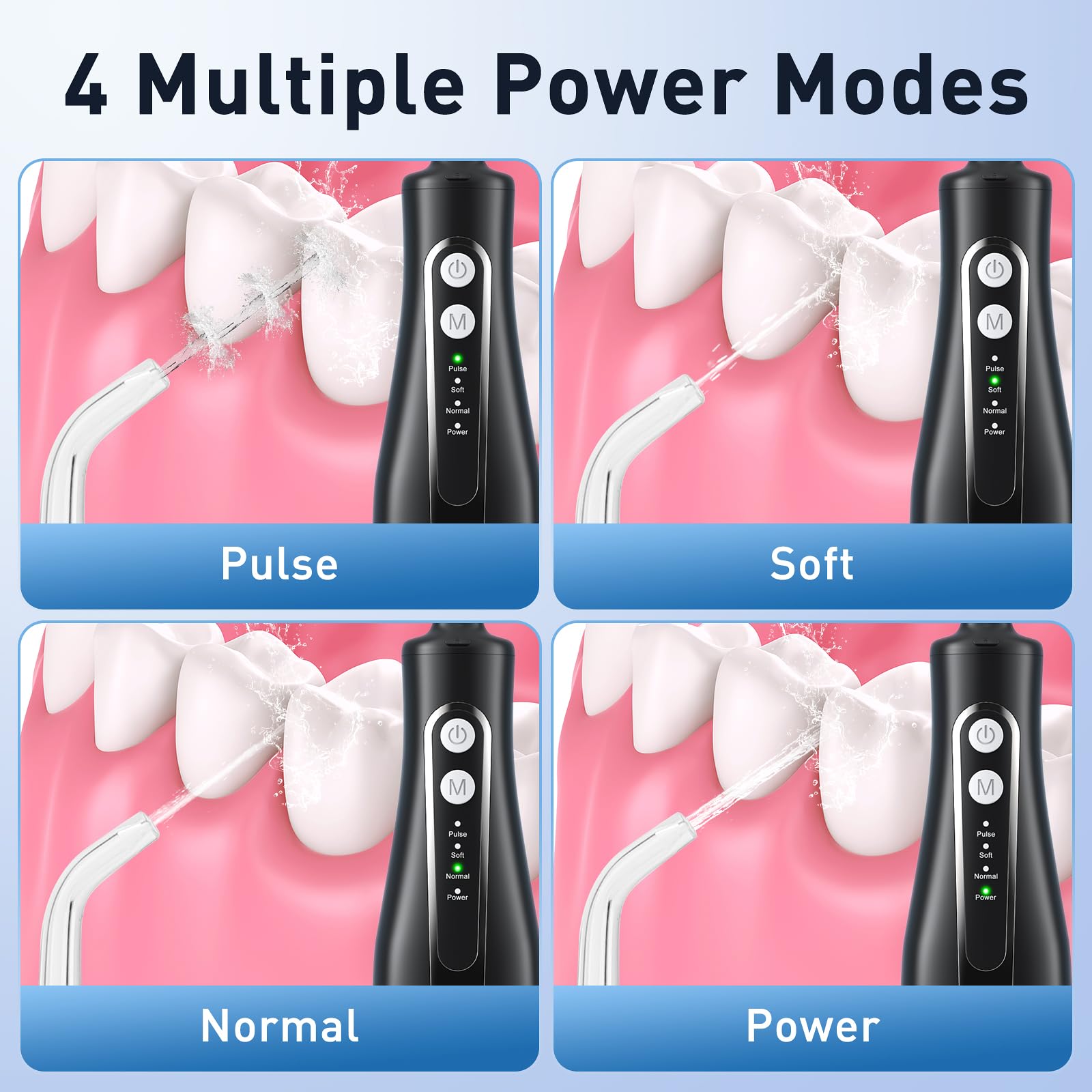 Portable Water Dental Flosser with 4 Modes - 300ML Cordless Oral Irrigator for Teeth Cleaning, Rechargeable & IPX7 Waterproof - Perfect for Home Use and Travel Oral Care