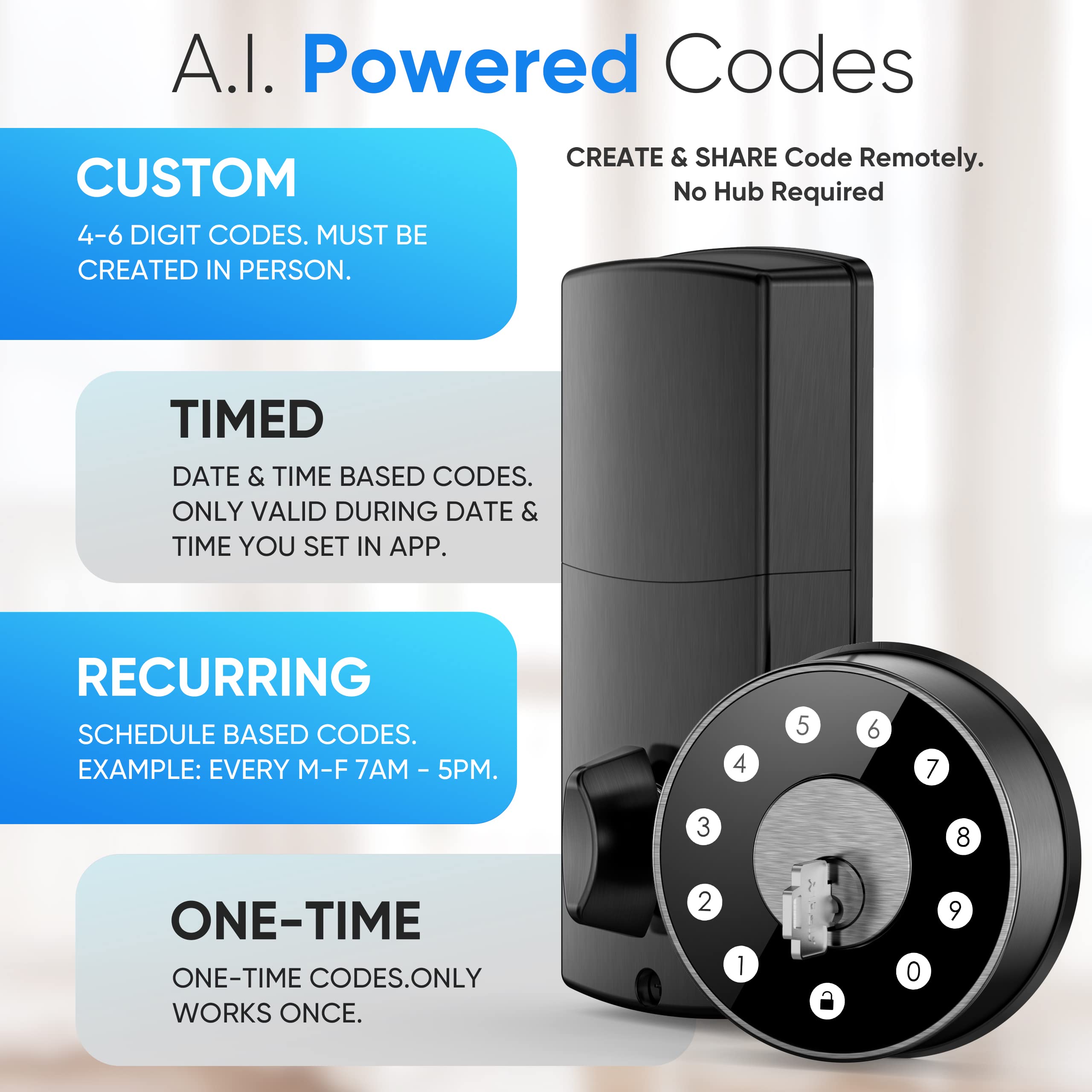 Sifely Smart Lock - Keyless Entry Deadbolt with Keypad & Fob Support | WiFi Enabled Smart Door Lock for Home Security | Perfect for Apartments, Rentals & Smart Homes