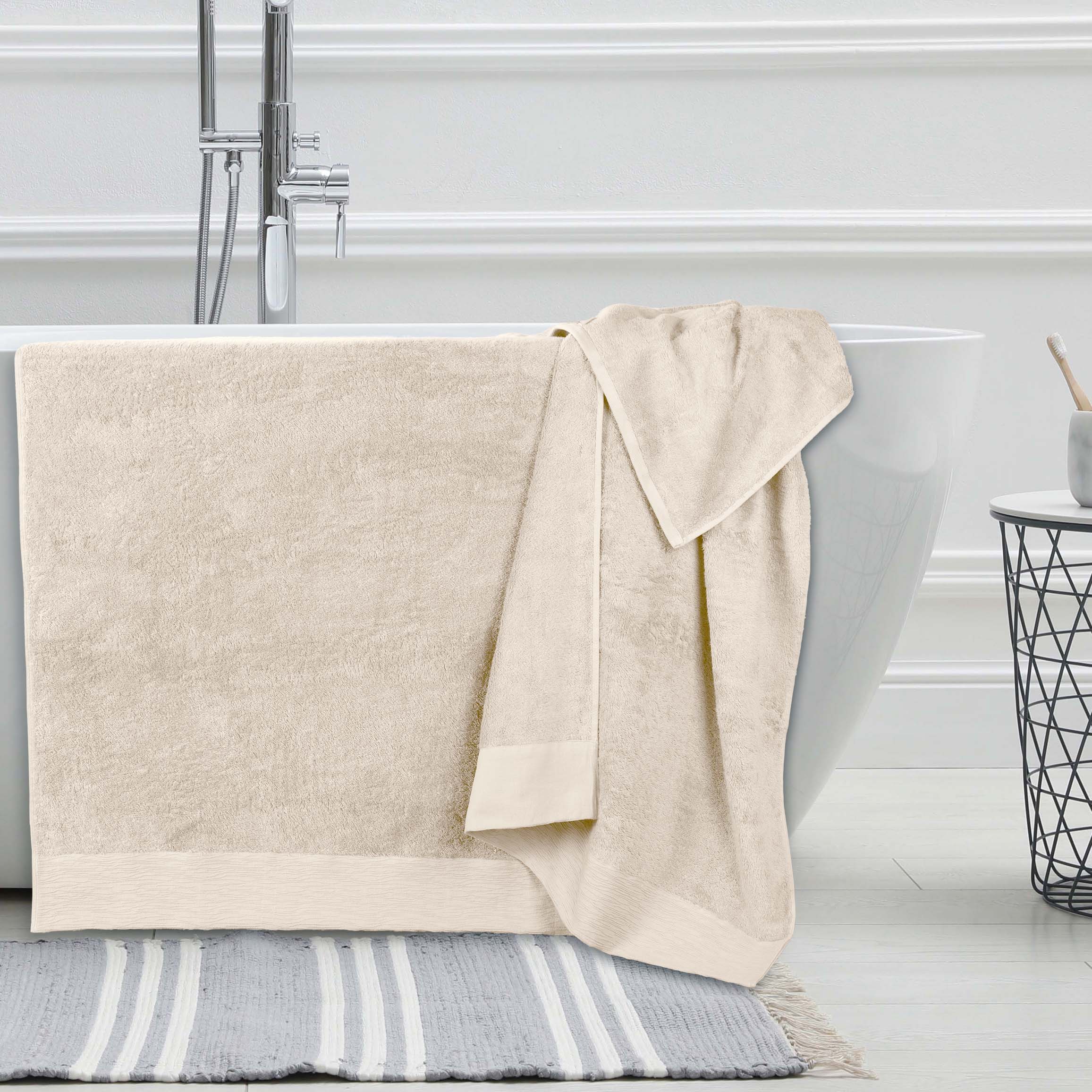 Eco-Friendly Bamboo Rayon Bath Towel Set of 2 - Ultra Soft & Absorbent Bath Sheets for Spa, Gym & Luxury Bathroom Experience
