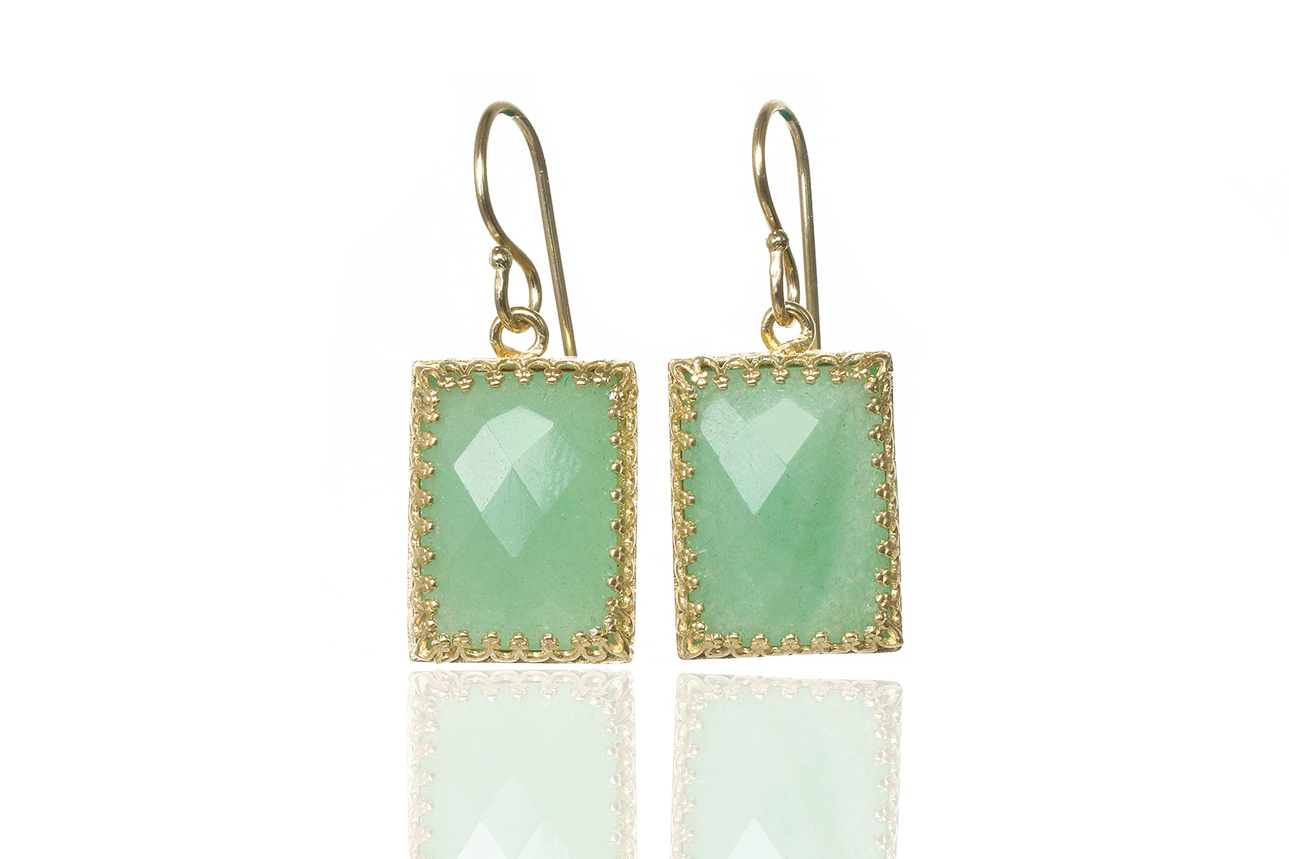 Vivid Green Aventurine Crystal Dangle Earrings - Handmade Gemstone Statement Jewelry with Gift Box - Perfect for Parties, Weddings & Special Occasions