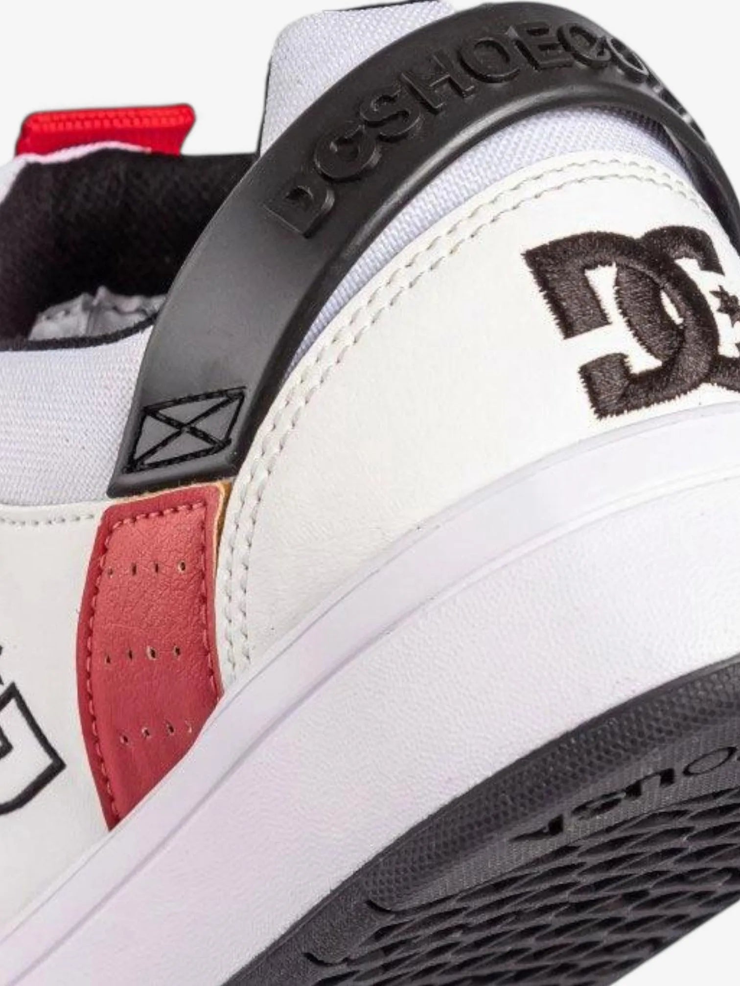 DC Syntax RS Skate Shoes for Men - White, Black & Red Colorway - Comfortable Sneakers for Skateboarding, Streetwear & Casual Wear