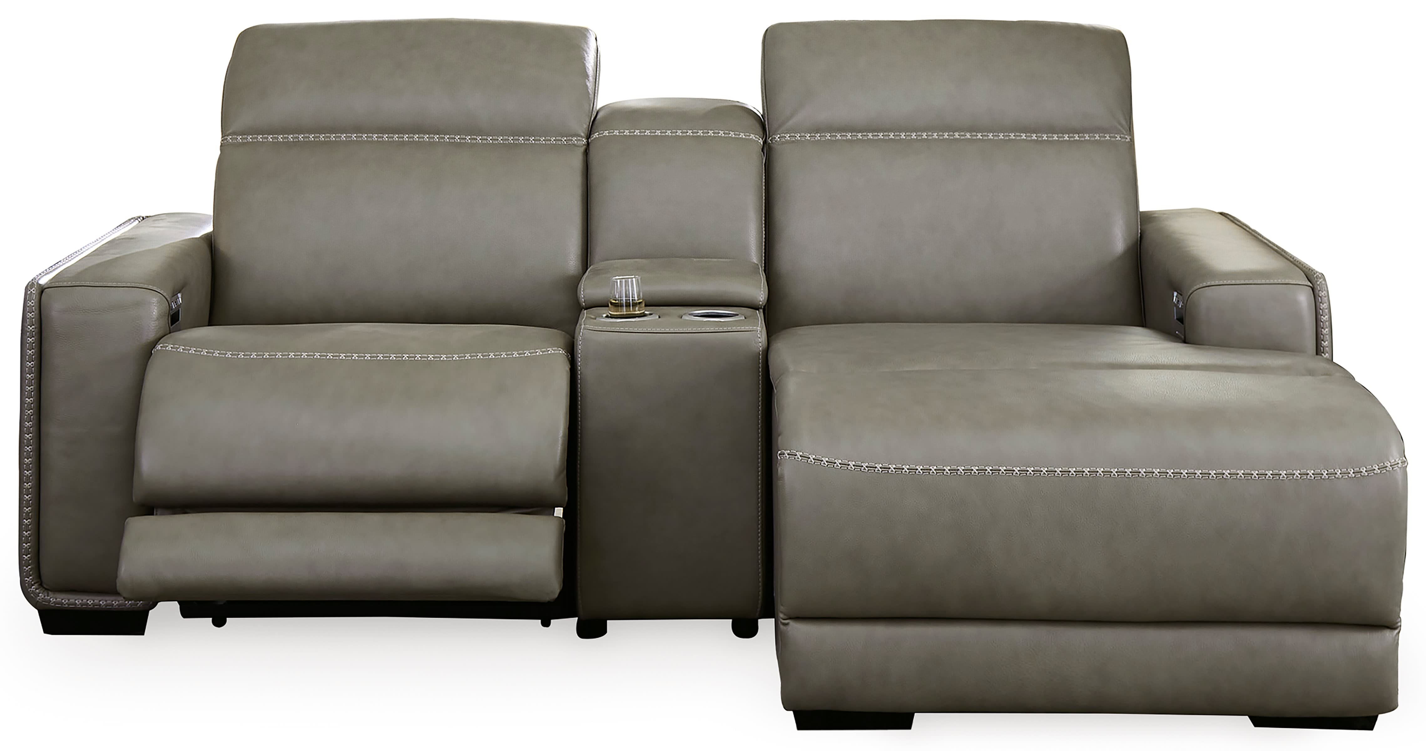2-Piece Genuine Leather Chaise Lounge with Console - Modern Living Room Furniture for Relaxing & Entertaining