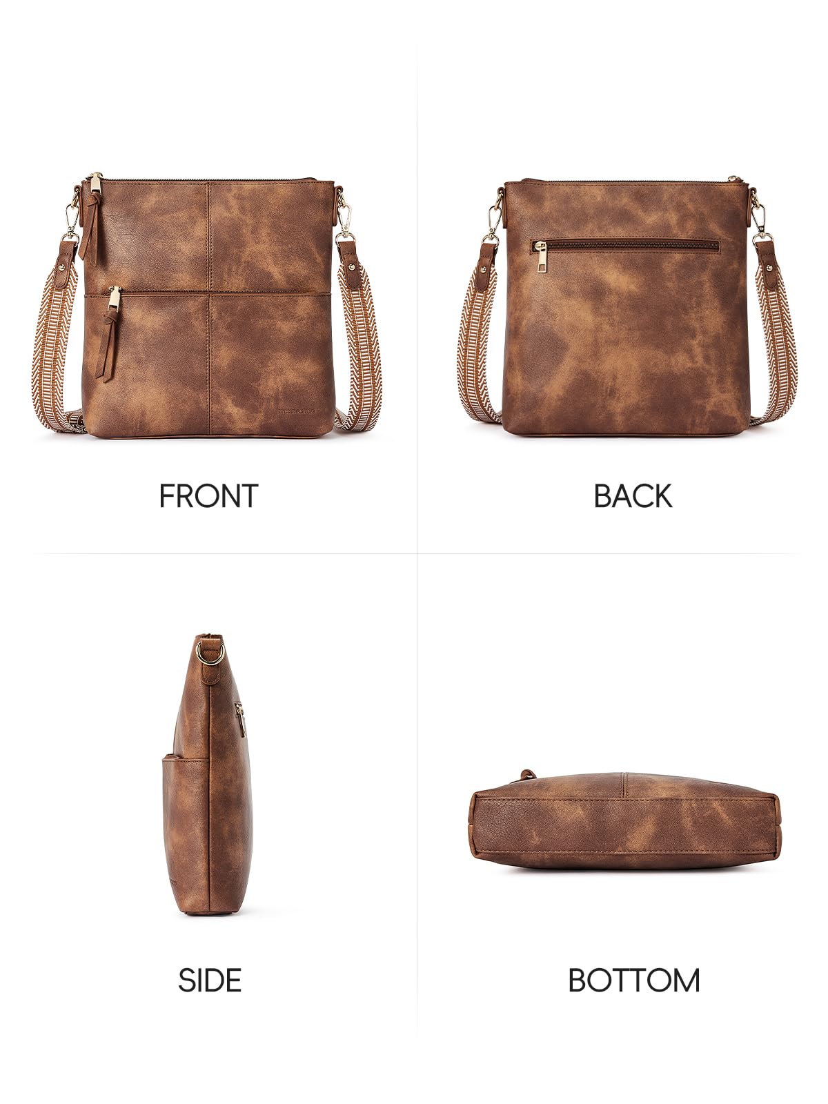 Women's Vegan Leather Crossbody Bag with Guitar Strap - Perfect for Daily Use & Travel