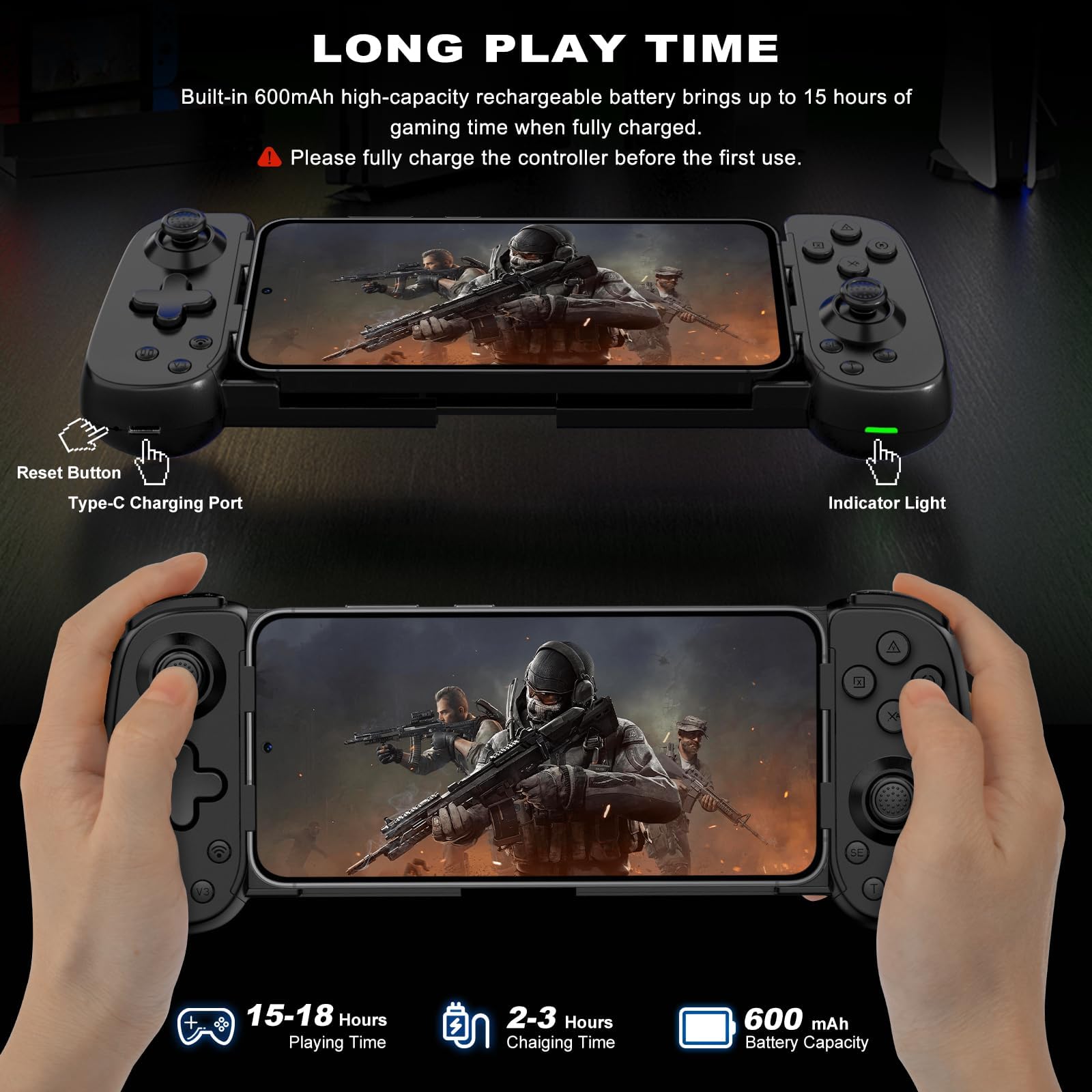 arVin Wireless Mobile Gaming Controller for iPhone 16/15/14, iPad, Android Phone & Tablet, Nintendo Switch | PS5/PS4/Xbox/PC Remote Play Gamepad | Cloud Gaming Joystick for Arcade MFi Games, CODM & Roblox | Perfect for Travel, Commuting & Home Entertainment