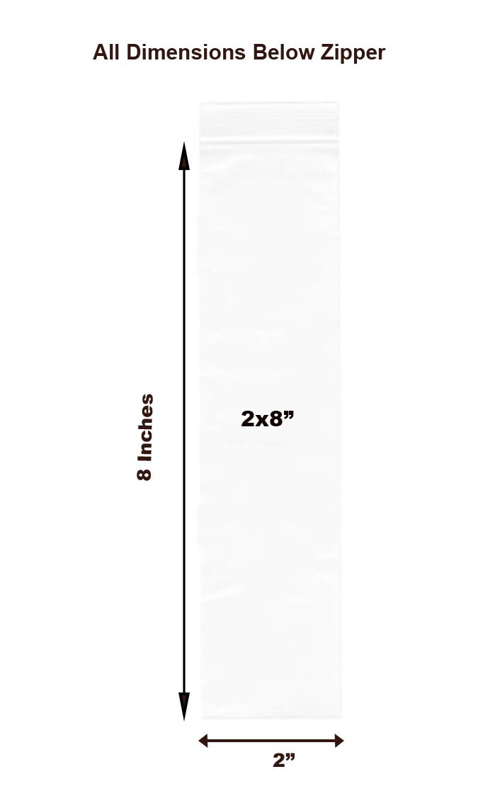 500 Pack 2X8 Inches Small Clear Plastic Storage Bags - 2Mil Thick Resealable Poly Bags for Organizing Crafts, Jewelry, Snacks & Office Supplies | Bulk Pack by VADUGAVARA