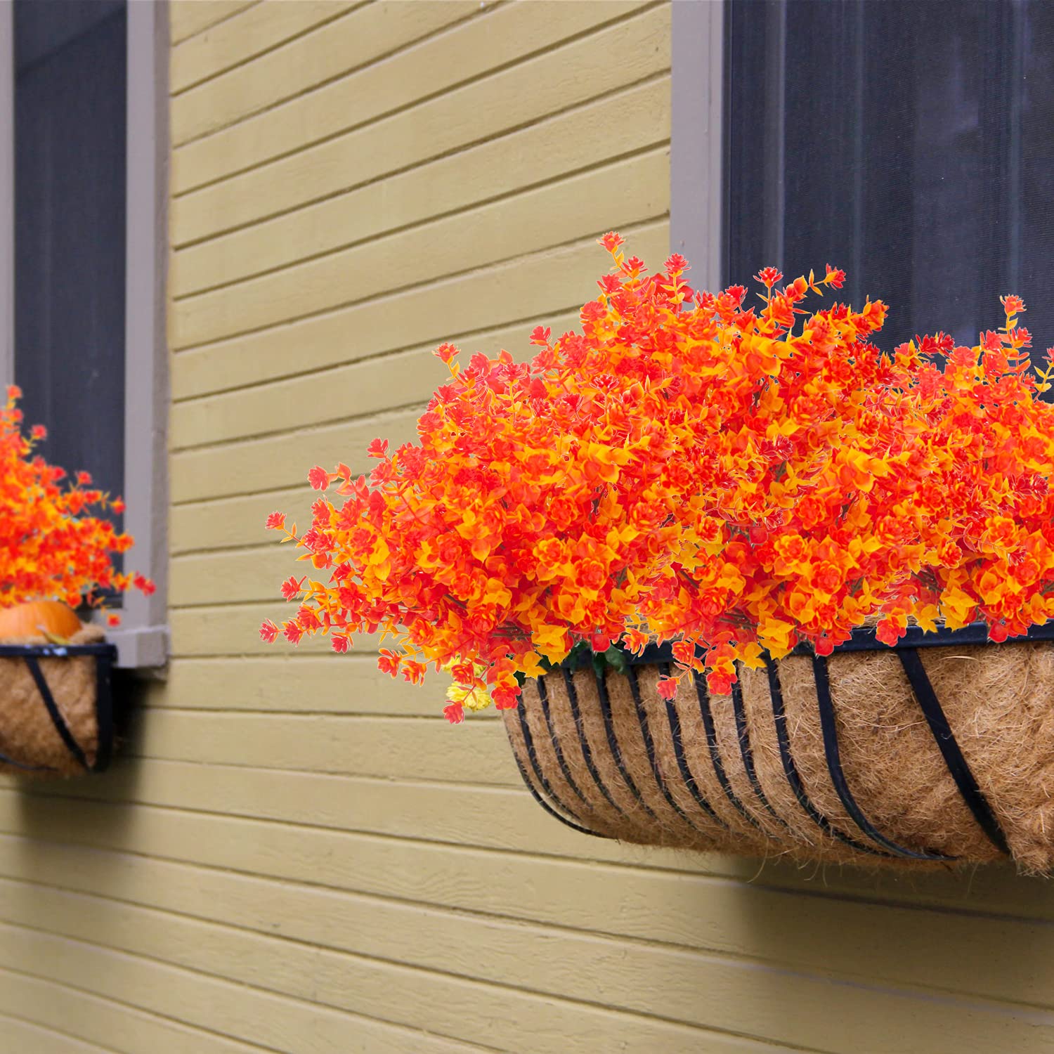 UV Resistant Artificial Fall Flowers - Fake Outdoor Autumn Plants for Home, Kitchen, Christmas, Thanksgiving Decor (Gold Yellow) - Perfect for Seasonal Centerpieces, Porch Decorations, and Holiday Tablescapes
