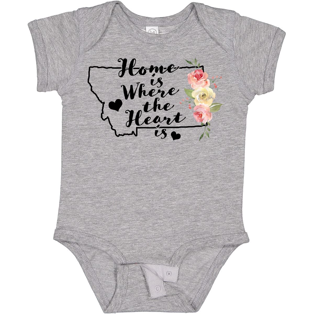 Inktastic Montana Home is Where The Heart is Watercolor Baby Bodysuit - Soft Cotton Onesie for Newborns, Infants & Toddlers - Perfect for Family Photos, Holidays & Everyday Wear