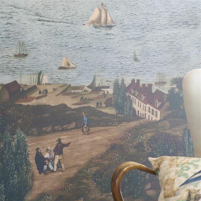 Seaport Wallpaper - Coastal Nautical Theme Wall Mural for Home & Office Decor | Perfect for Living Room, Bedroom, or Beach House Interior Design