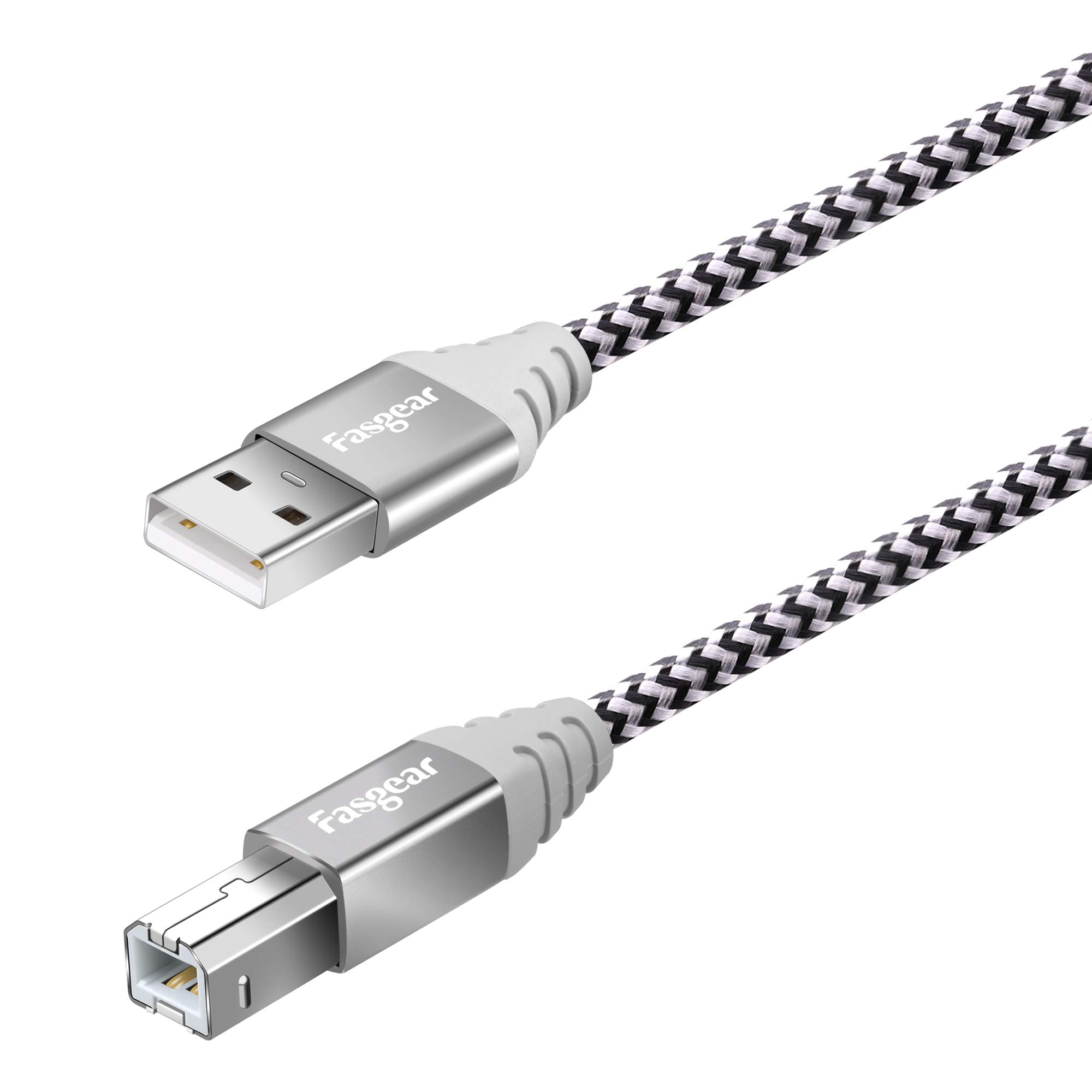 Fasgear 3ft USB 2.0 Printer Cable - High-Speed USB A to B Scanner Cord with Nylon Braiding | Compatible with HP, Canon, Dell, Brother, Samsung, Lexmark, Epson Printers | Perfect for Home Office, Small Business & Professional Printing (Gray)