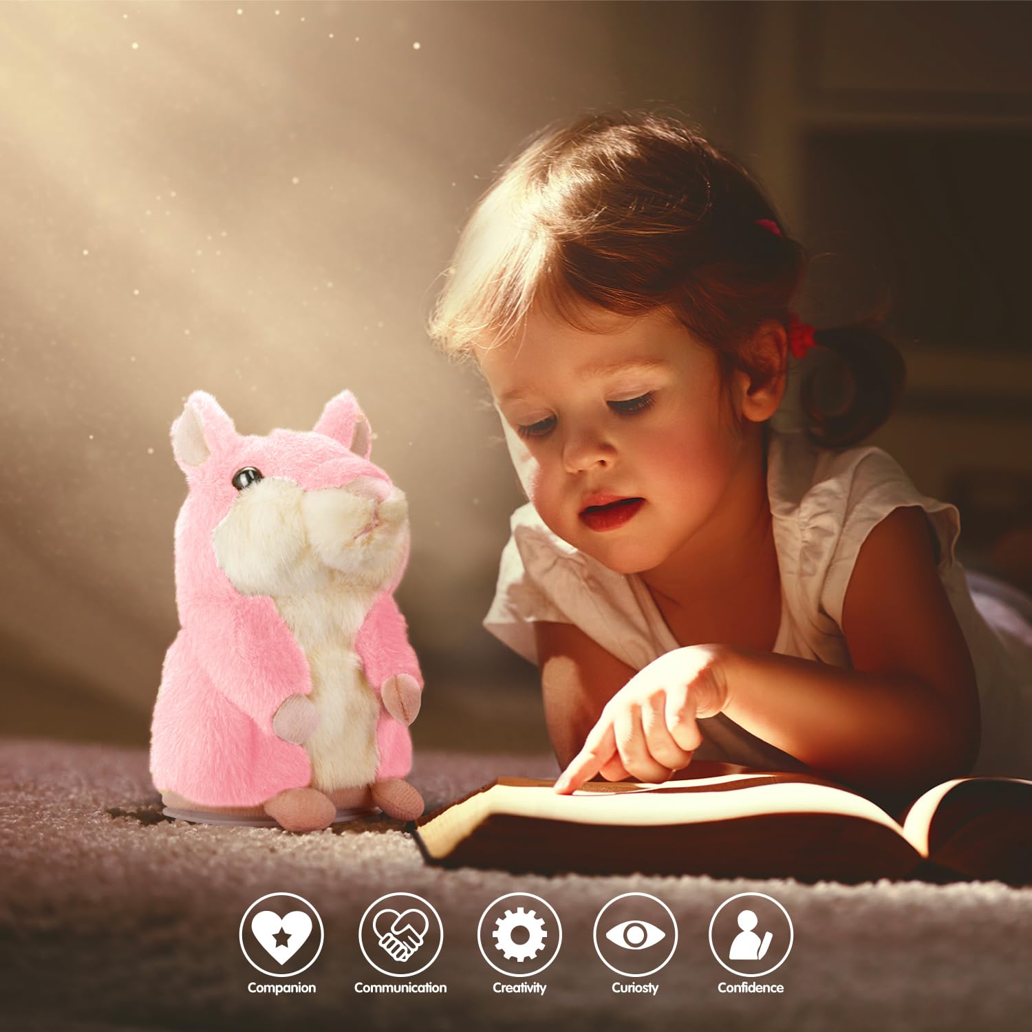 Interactive Talking Hamster Repeats What You Say - Fun Educational Plush Toy for Toddlers Ages 2-8 | Cute Birthday Gift for Boys & Girls | Perfect for Playtime, Learning & Sensory Development (Pink)