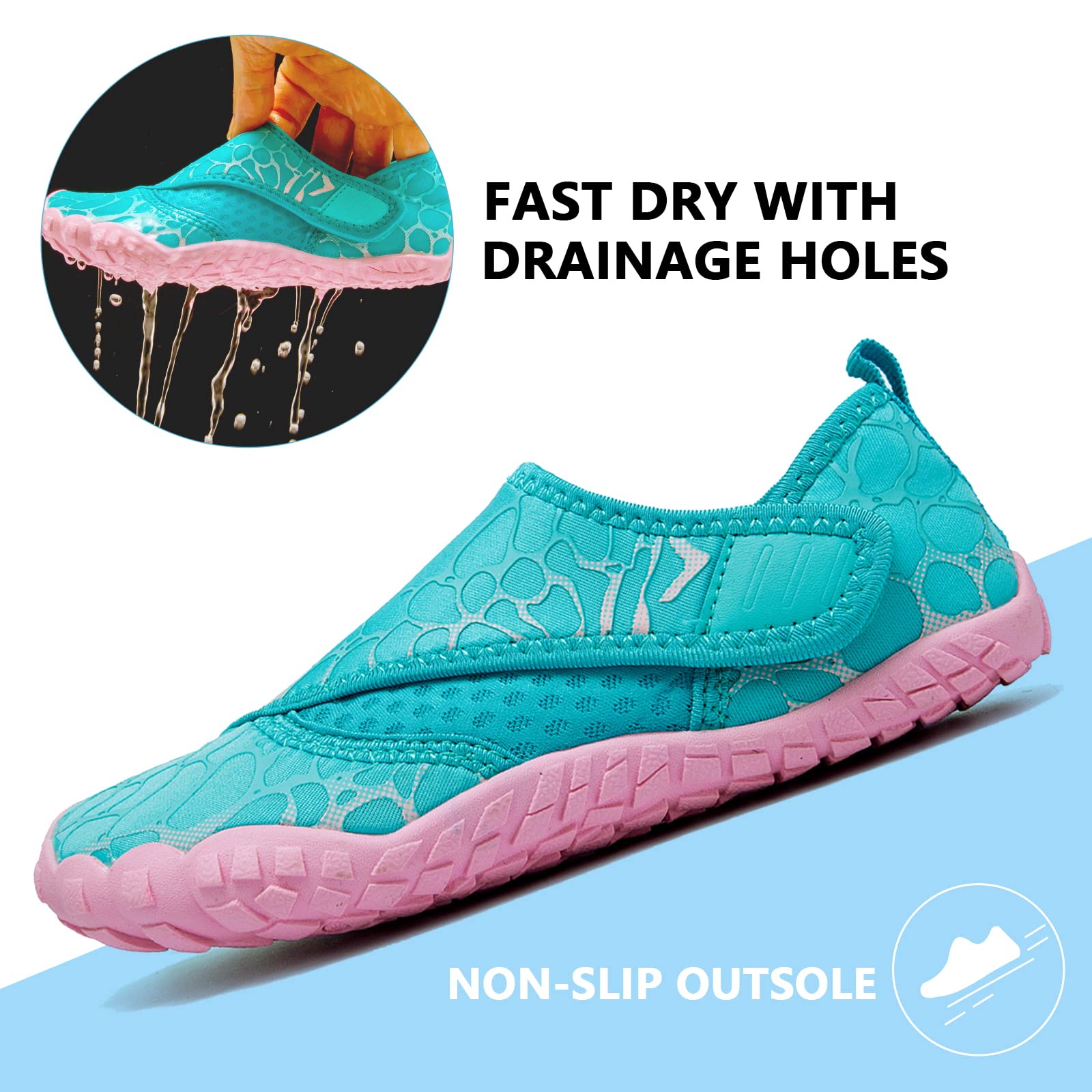 **Boys & Girls Water Shoes - Lightweight Comfortable Sole for Easy Walking, Athletic Slip-On Aqua Socks (Toddler/Little Kid/Big Kid) - Perfect for Beach, Pool, and Outdoor Activities**