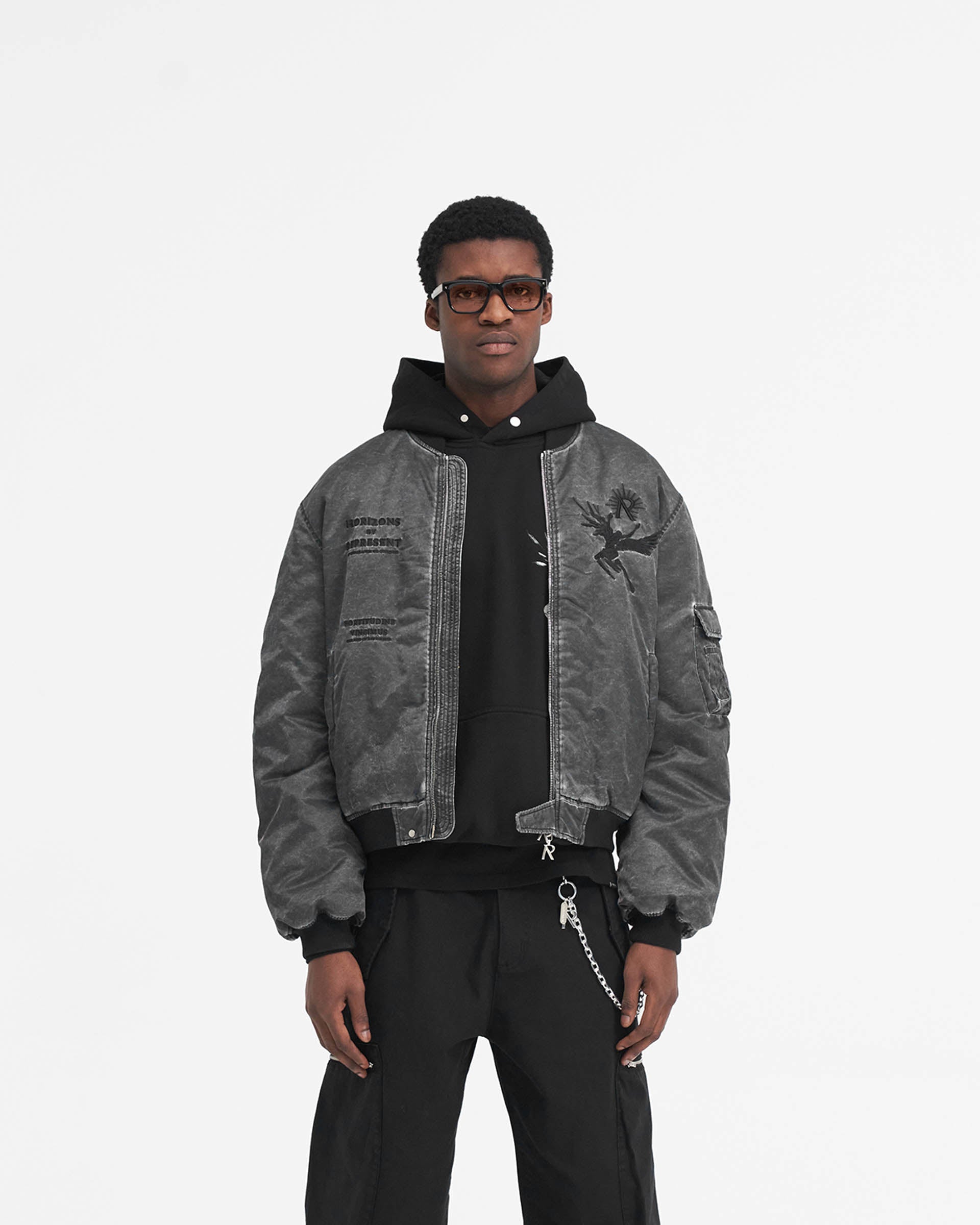 Icarus Flight Bomber Jacket - Premium Jet Black Aviator Style Leather Jacket for Men | Perfect for Motorcycle Riding, Casual Outfits & Night Out