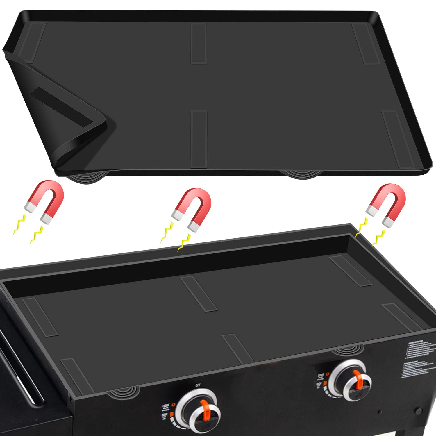 28 Inch Magnetic Silicone Griddle Mat for Blackstone - Non-Slip Protective Cover for Griddle Tops - Heat Resistant Outdoor Cooking Accessory - Perfect for Camping, Backyard BBQs & Tailgating Parties