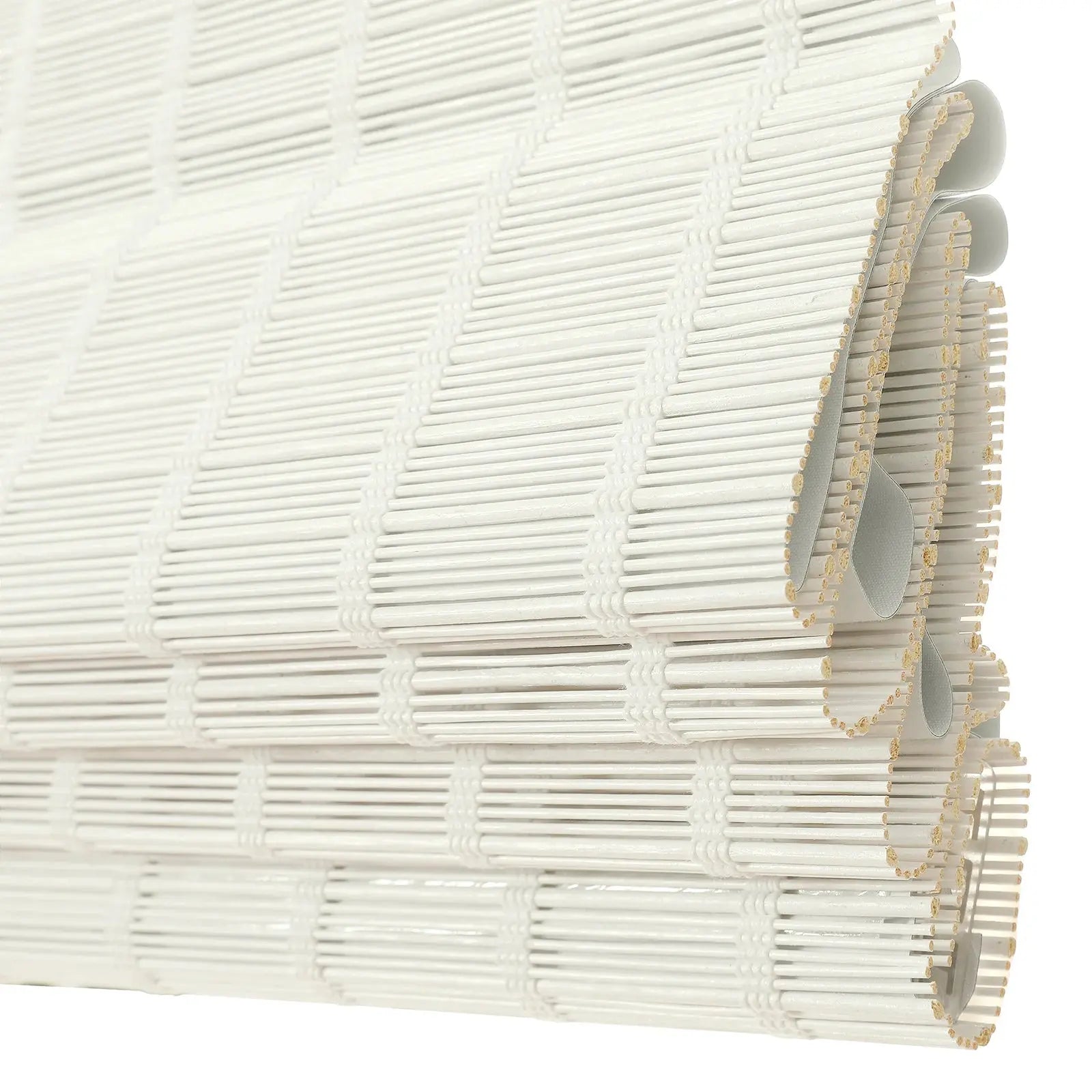 Sybil Bamboo Roman Shade - Natural Beige & White Window Treatment for Living Room, Bedroom & Office | Eco-Friendly Roller Blind for Privacy & Sun Protection