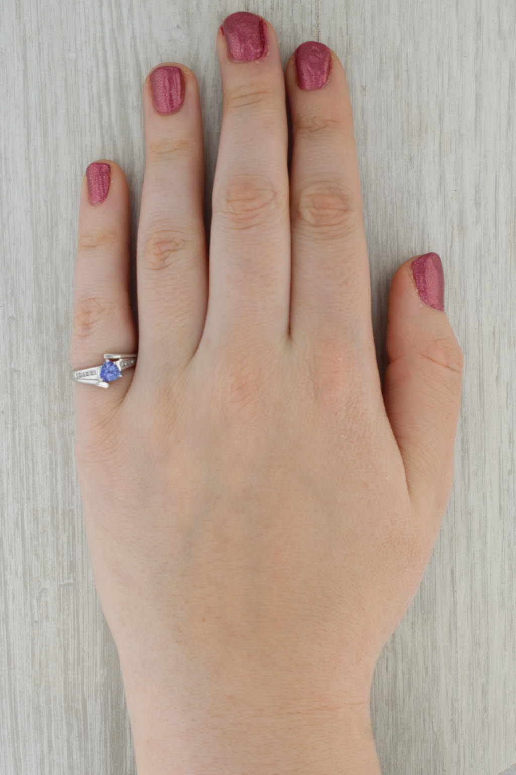 0.65ctw Tanzanite and Diamond Ring in 10k White Gold - Size 6 Bypass Design for Engagement, Anniversary & Special Occasions