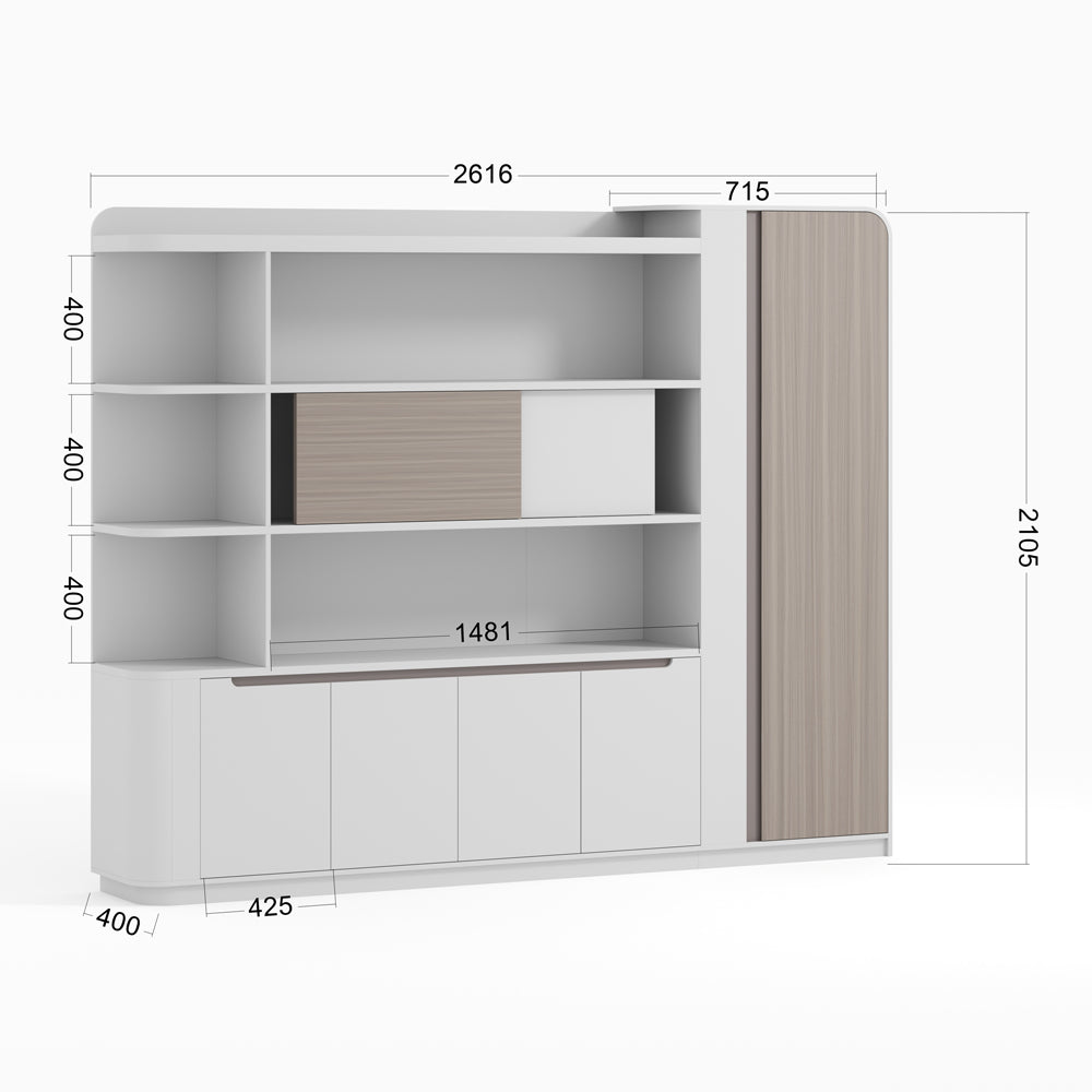 LUSH Display Unit 261.5cm White & Taupe - Modern Retail Shelving for Boutique, Clothing Store & Home Organization