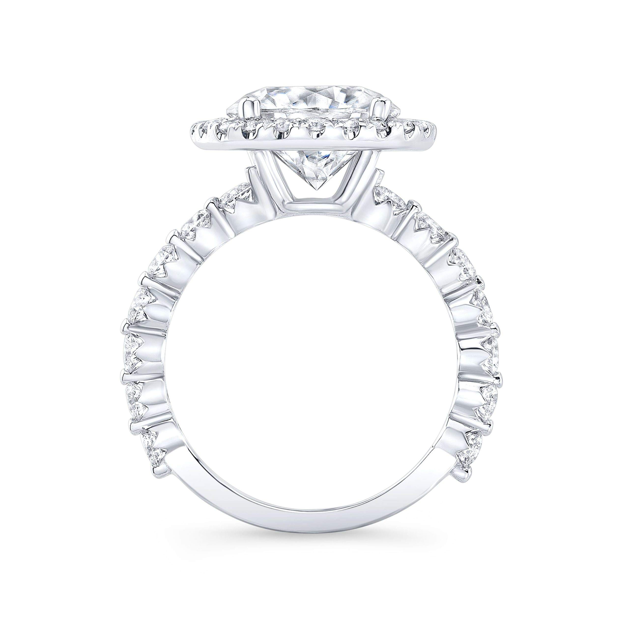 3.71TCW Round Brilliant Cut Halo Diamond Engagement Ring with Shared Prong Shank - Matching Wedding Band Set for Women, Bridal Jewelry for Anniversary, Promise & Birthday Gifts - Perfect for Proposals, Weddings & Special Occasions