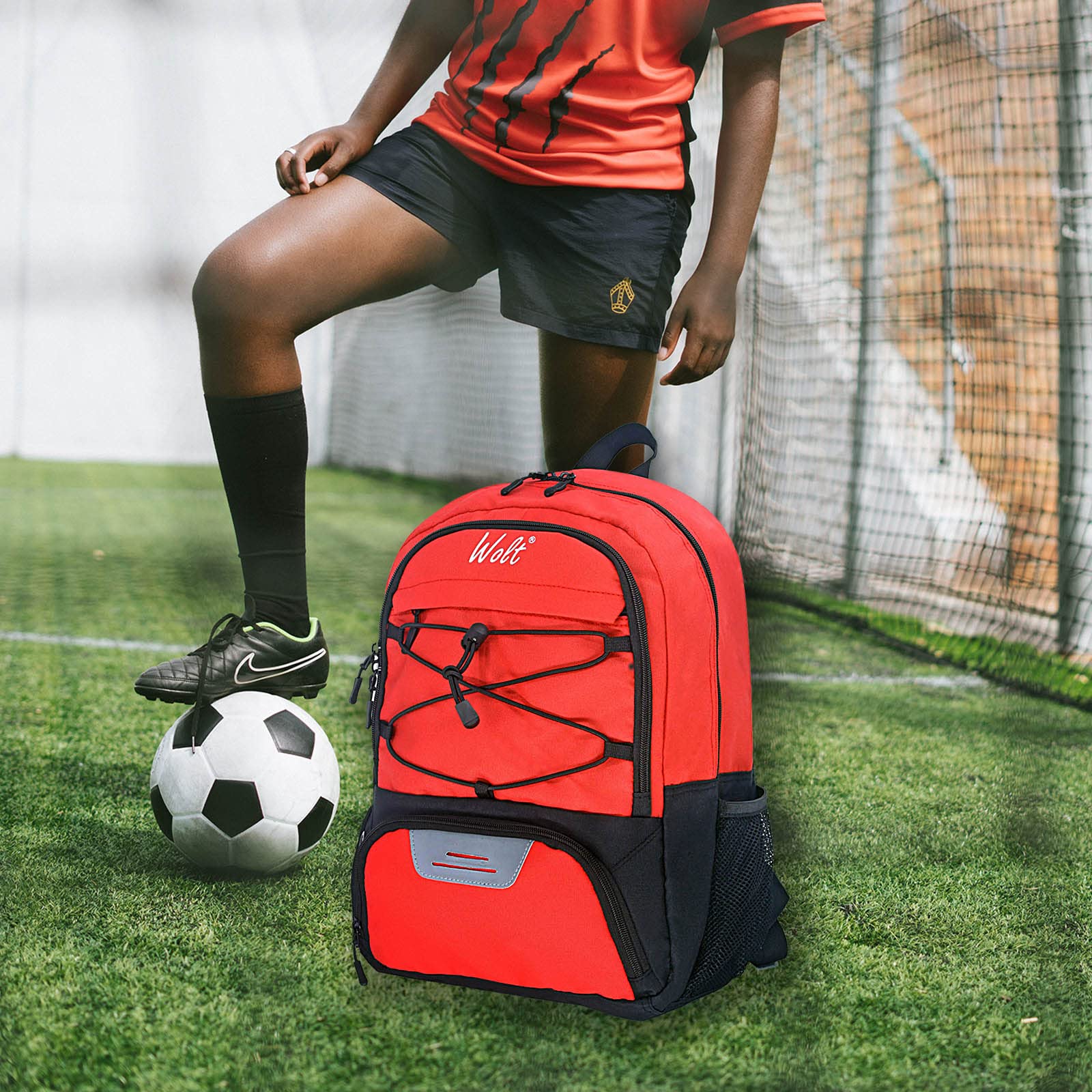 WOLT Youth Soccer Backpack with Shoe & Ball Compartments - Perfect for Sports Training