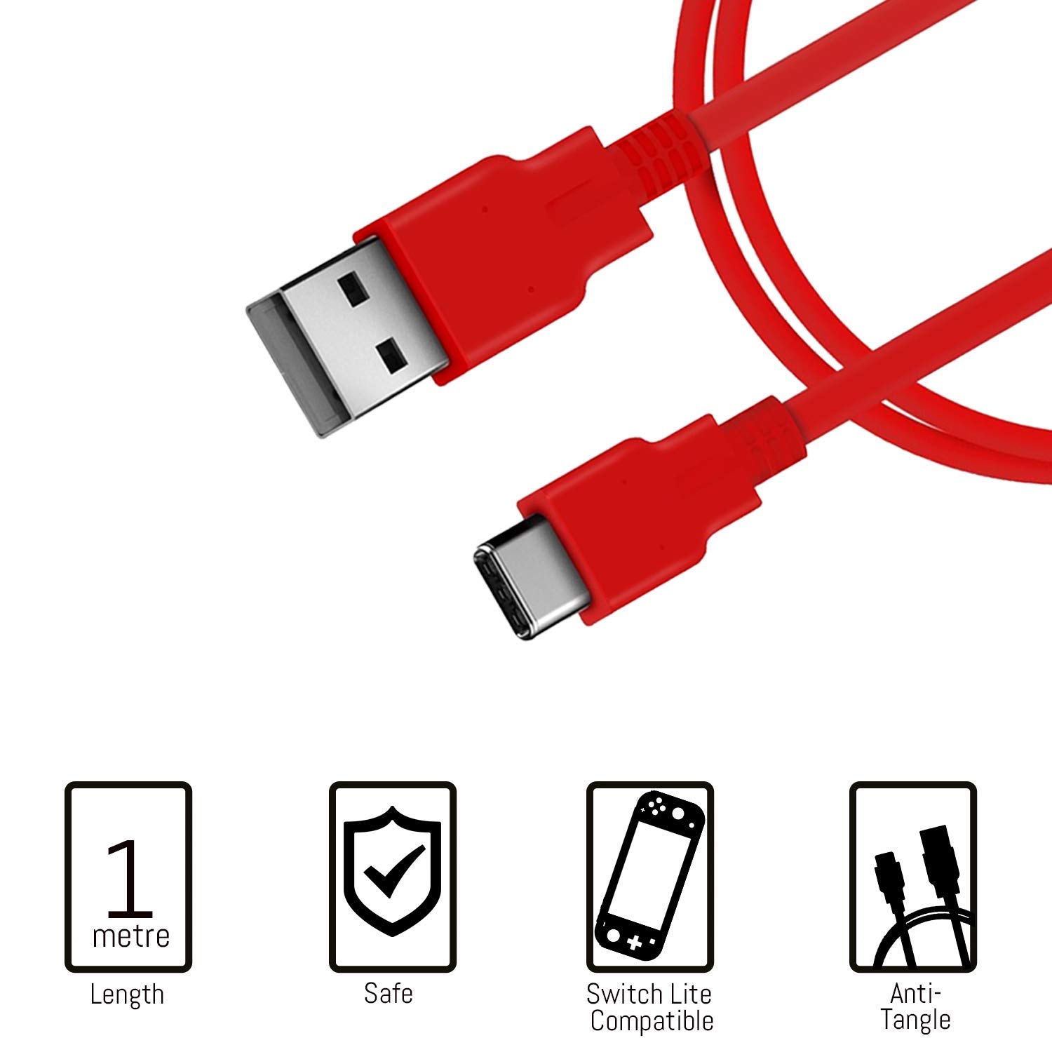 Orzly Switch Lite Accessories Bundle - Protective Case, Tempered Glass Screen Protector, USB Charging Cable, Game Card Holder, Comfort Grip & Thumb Grips for Nintendo Switch Lite (Red) - Perfect for Gaming On-The-Go & Travel Protection