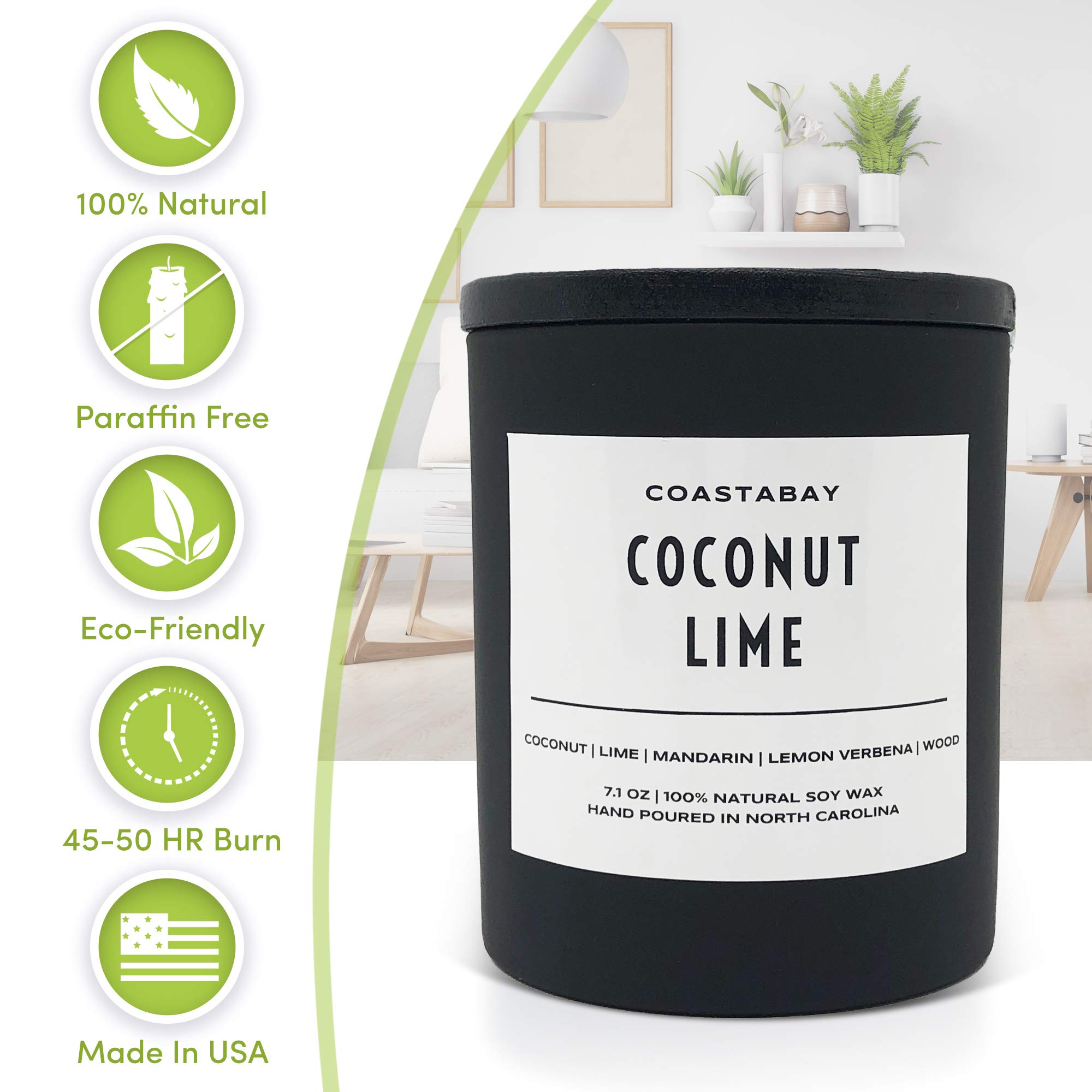 Natural Soy Coconut Lime Candle - Tropical Citrus Scent for Home Relaxation