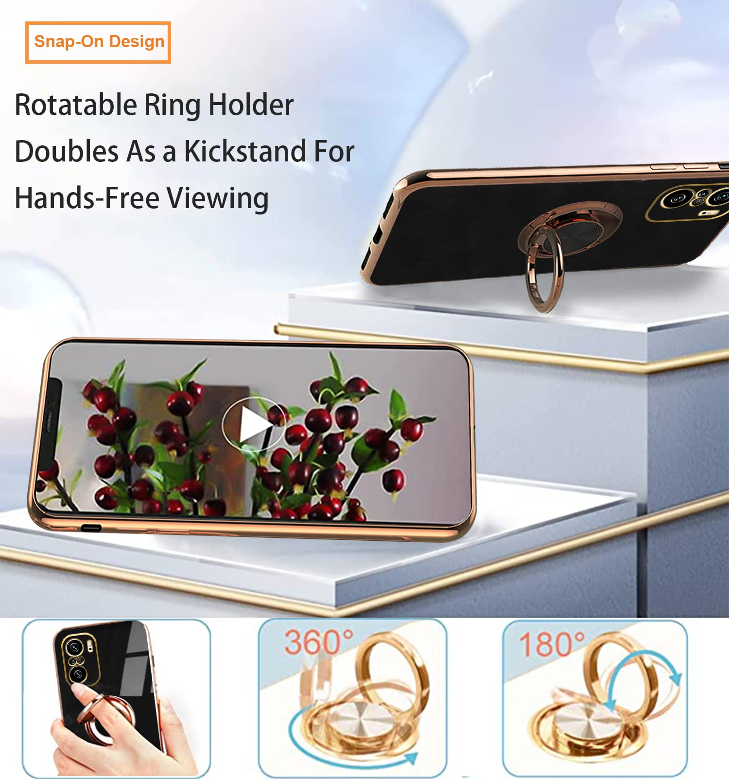 **Magnetic Ring Holder Case for Xiaomi Poco F3 & Mi 11i - Shockproof Silicone Cover with Luxury Slim Design (Green/Black) - Perfect for Hands-Free Viewing & Secure Grip**