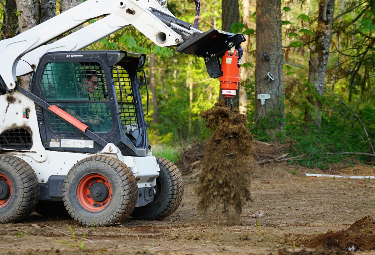 Skid Steer Auger Drive Attachment - Heavy Duty Earth Drilling Tool for Landscaping, Fencing & Construction Projects