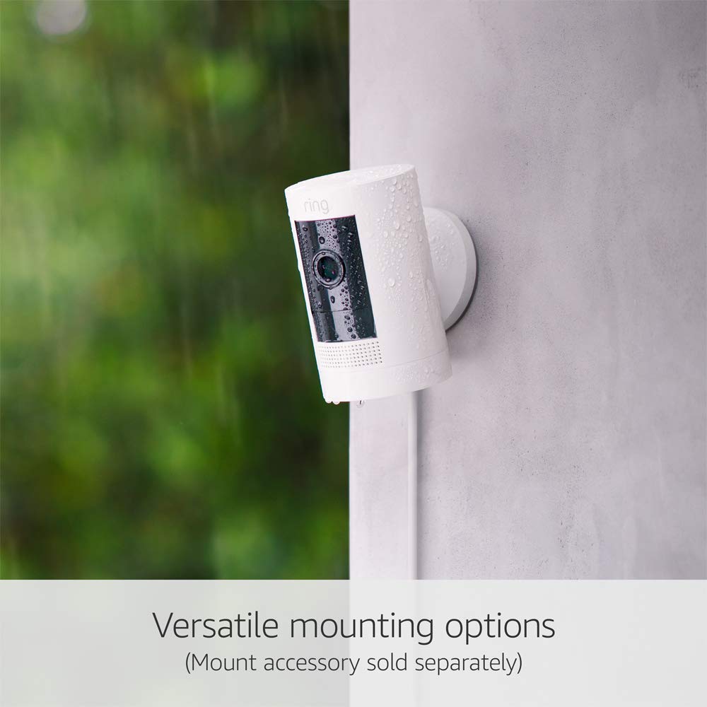Certified Refurbished Ring Stick Up Cam Plug-In Outdoor Security Camera - 1080p HD Video, Two-Way Audio, Night Vision, Weather Resistant, WiFi & Alexa Compatible - Ideal for Home Surveillance, Front Door Monitoring & Backyard Security (30-Day Free Ring Home Trial)