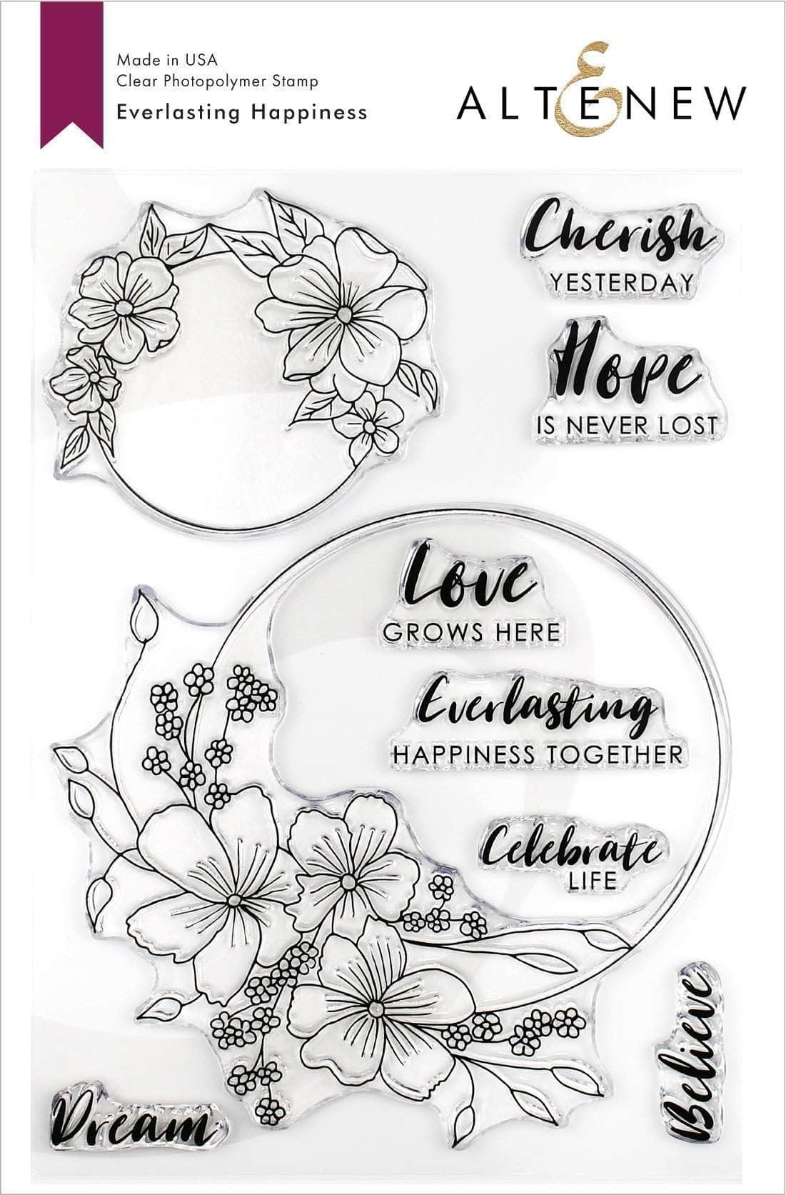 Everlasting Happiness Stamp Set - DIY Scrapbooking, Card Making, and Crafting Supplies for Creative Projects