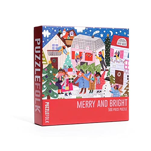 Merry & Bright 500 Piece Christmas Jigsaw Puzzle - Festive Holiday Family Activity for Adults & Kids, Perfect for Winter Evenings & Gift Giving