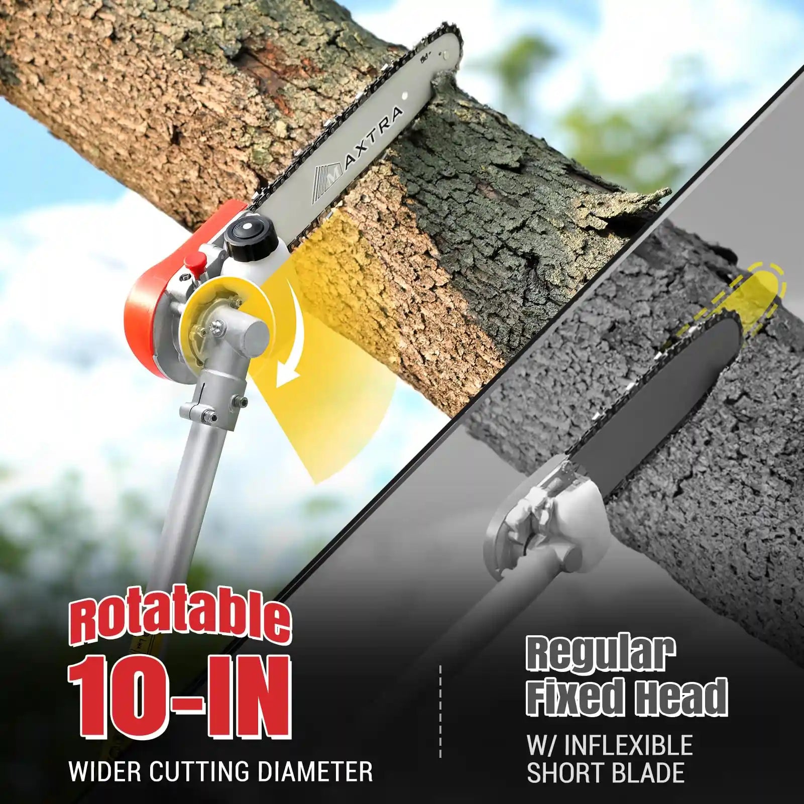 MAXTRA Gas Pole Chainsaw Hedge Trimmer - 20 Inch Cordless Tree Pruner with 2-Cycle Engine for Professional Landscaping & Garden Maintenance | Perfect for Trimming Branches, Shrubs, and Overgrown Bushes