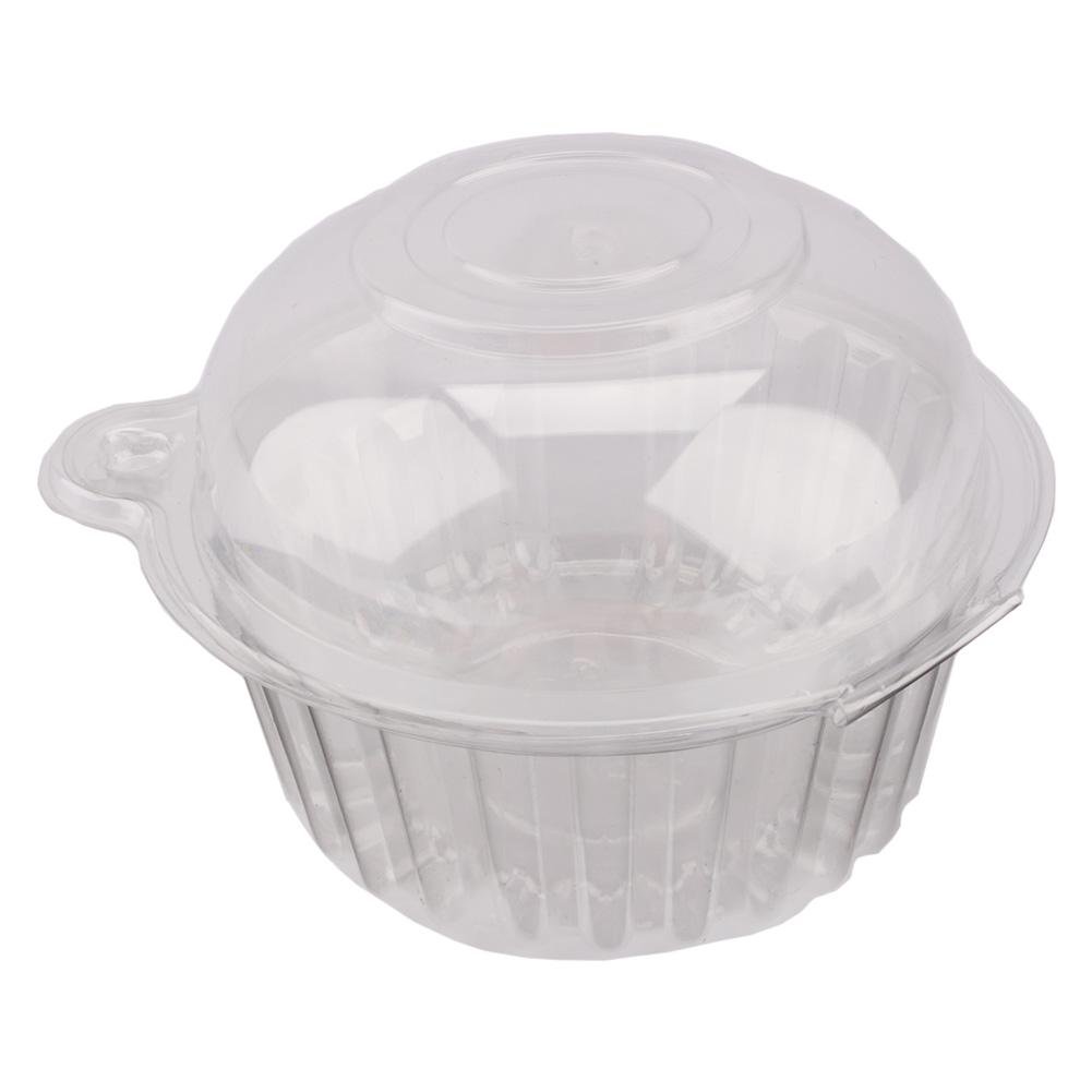 100 Pcs Clear Plastic Fruit Box - Reusable Cupcake & Snack Containers with Dome Lid for Kitchen, Dining Room, Party, Picnic & Food Storage