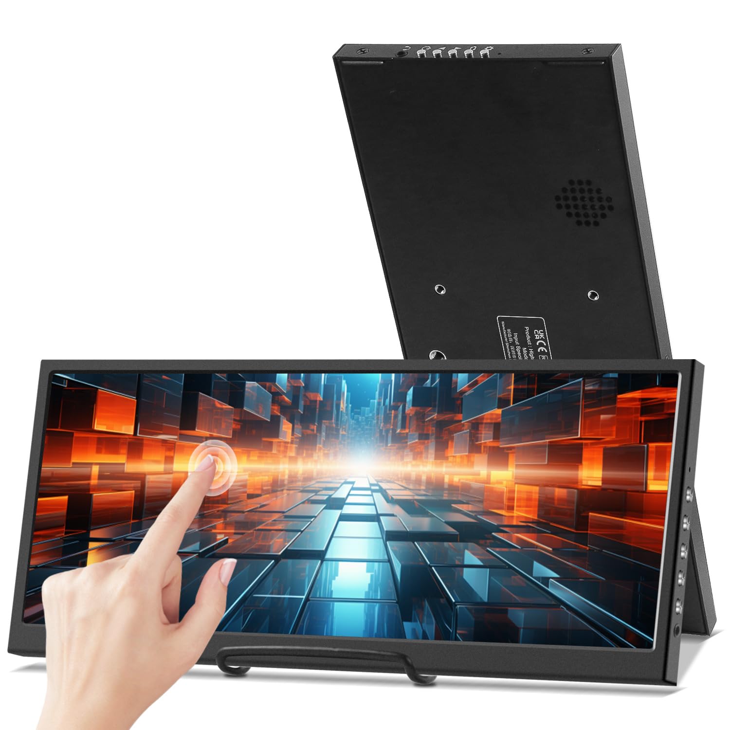 12.3 Inch Portable Touchscreen Monitor - IPS Stretched Bar LCD Display 1920x720, Mini HDMI & USB-C, Secondary Screen for Laptop - Perfect for Travel, Work & GPU/CPU/RAM Monitoring with Aida64 on Windows