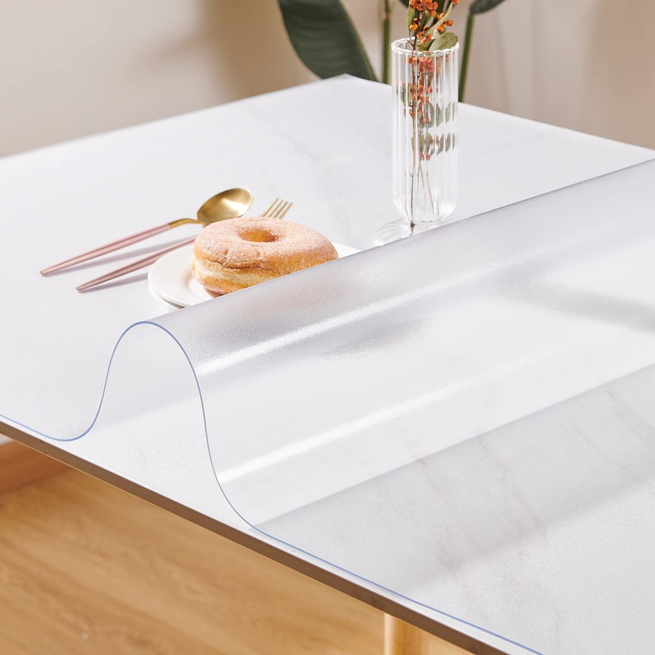 Leffora 2-Pack Frosted PVC Table Cover Protector - 1.5mm Thick, 17x17 Inch Waterproof Transparent Mat for Coffee Table, Nightstand, Dining Table | Durable Surface Protection for Home & Office Use